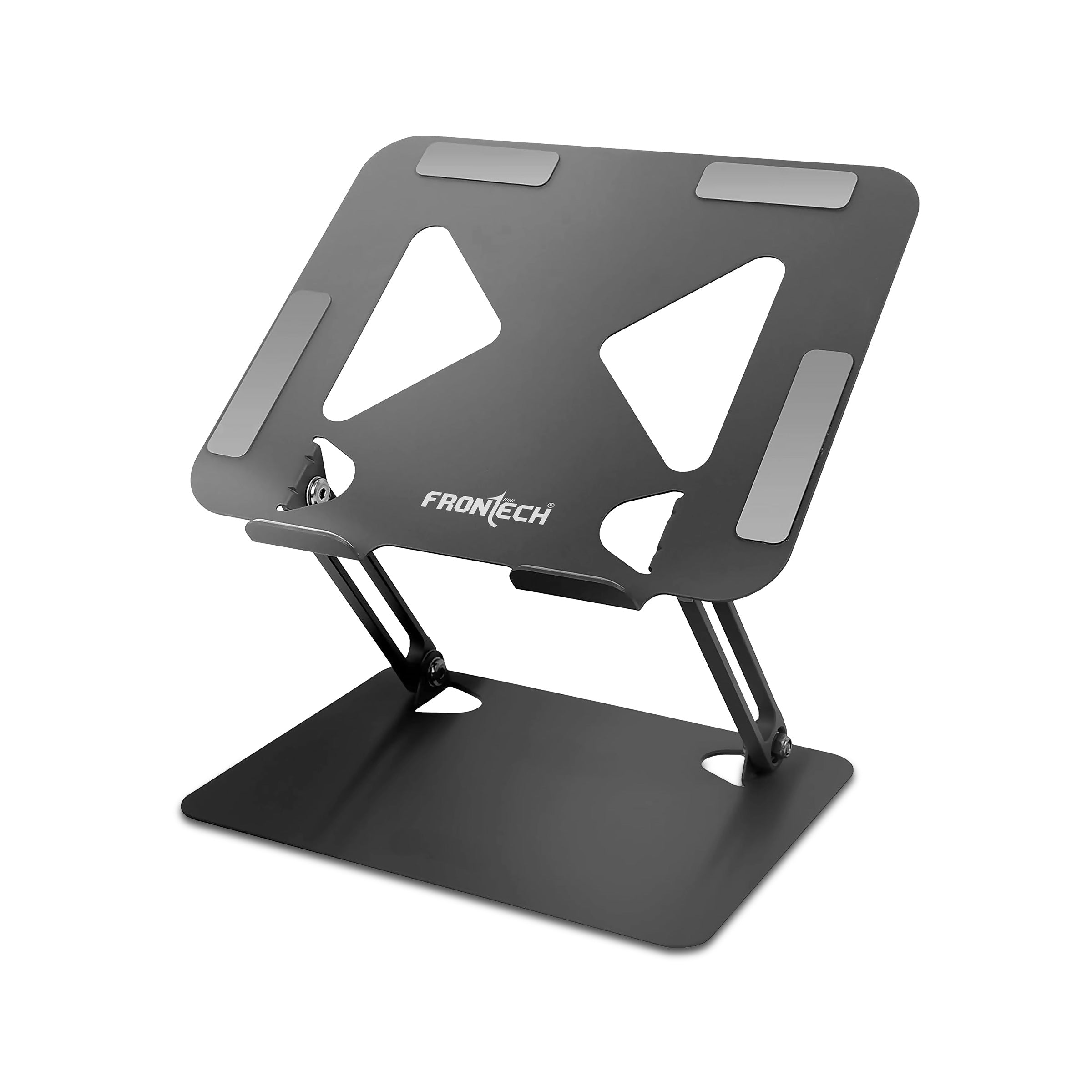 Frontech Laptop Stand – Carbon Steel, Stepless 4°–45° Height Adjustment, Anti-Slip Silicone, Foldable & Portable, Fits Laptops Up to 17