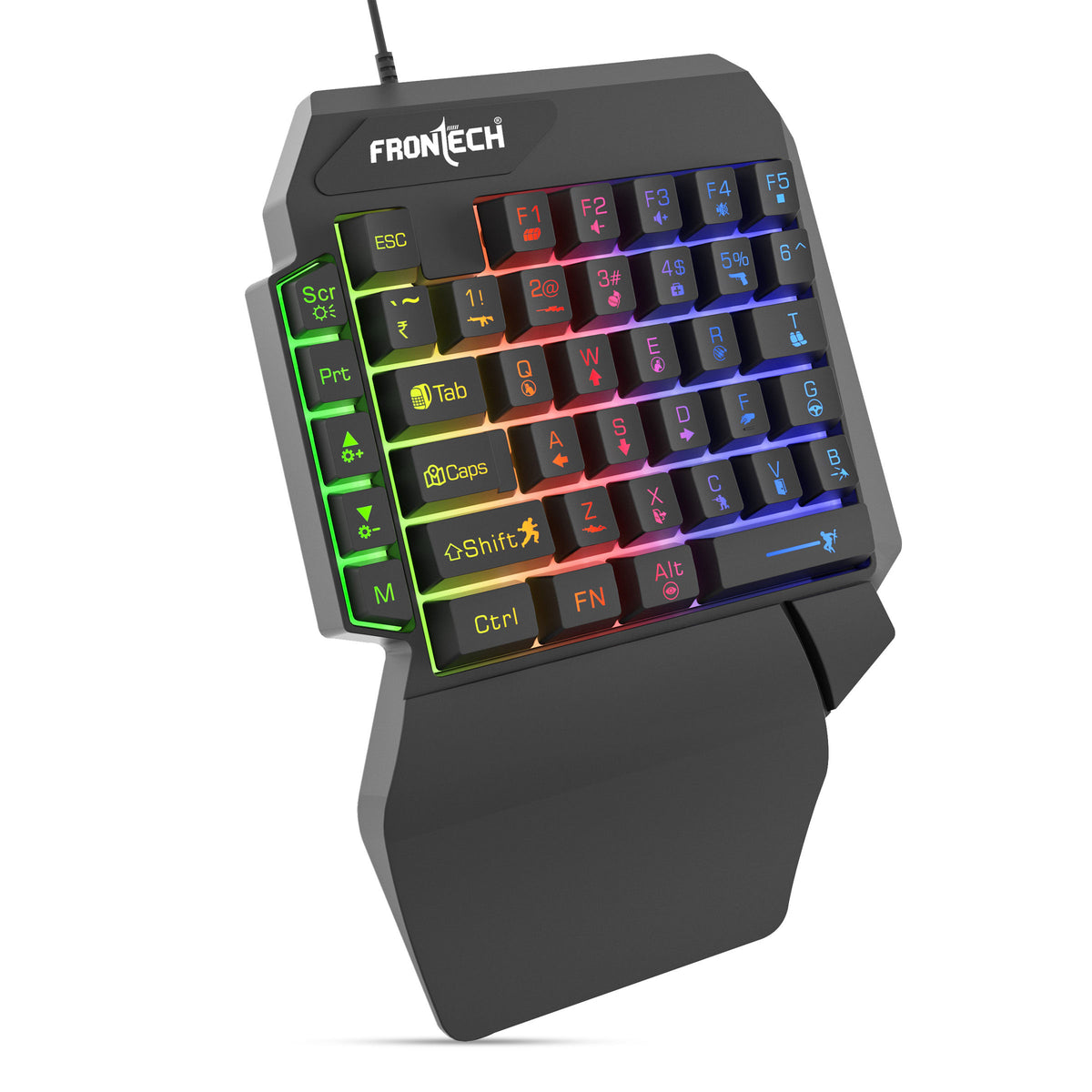 Compact RGB gaming keyboard with palm rest