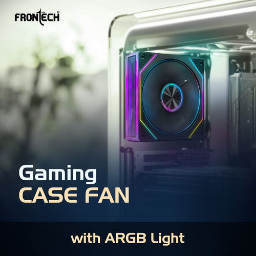 Frontech 120mm ARGB Gaming Case Fan | Infinity Mirror | 1600 RPM High Airflow| 3+4 PIN Connector | Noiseless Operation | Hydraulic Bearing | PWM Control | 1 Year Warranty (CPF-0011BLK)