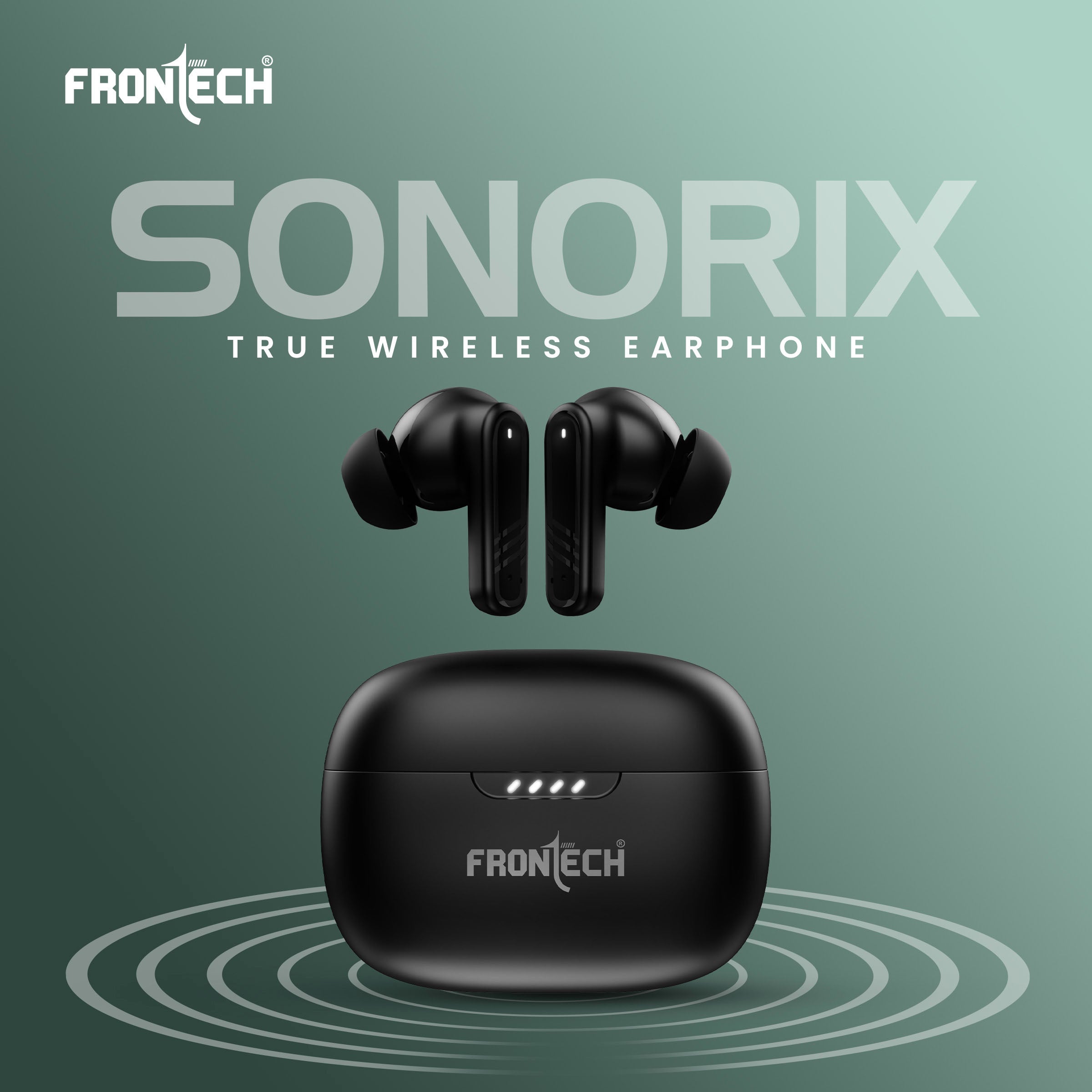 Frontech Sonorix Earphones | TWS | 35 Hrs Playback | Powerful Bass | BT 5.0 | Touch Control | 300 hours standby | Type-C Charging (EF-0101)