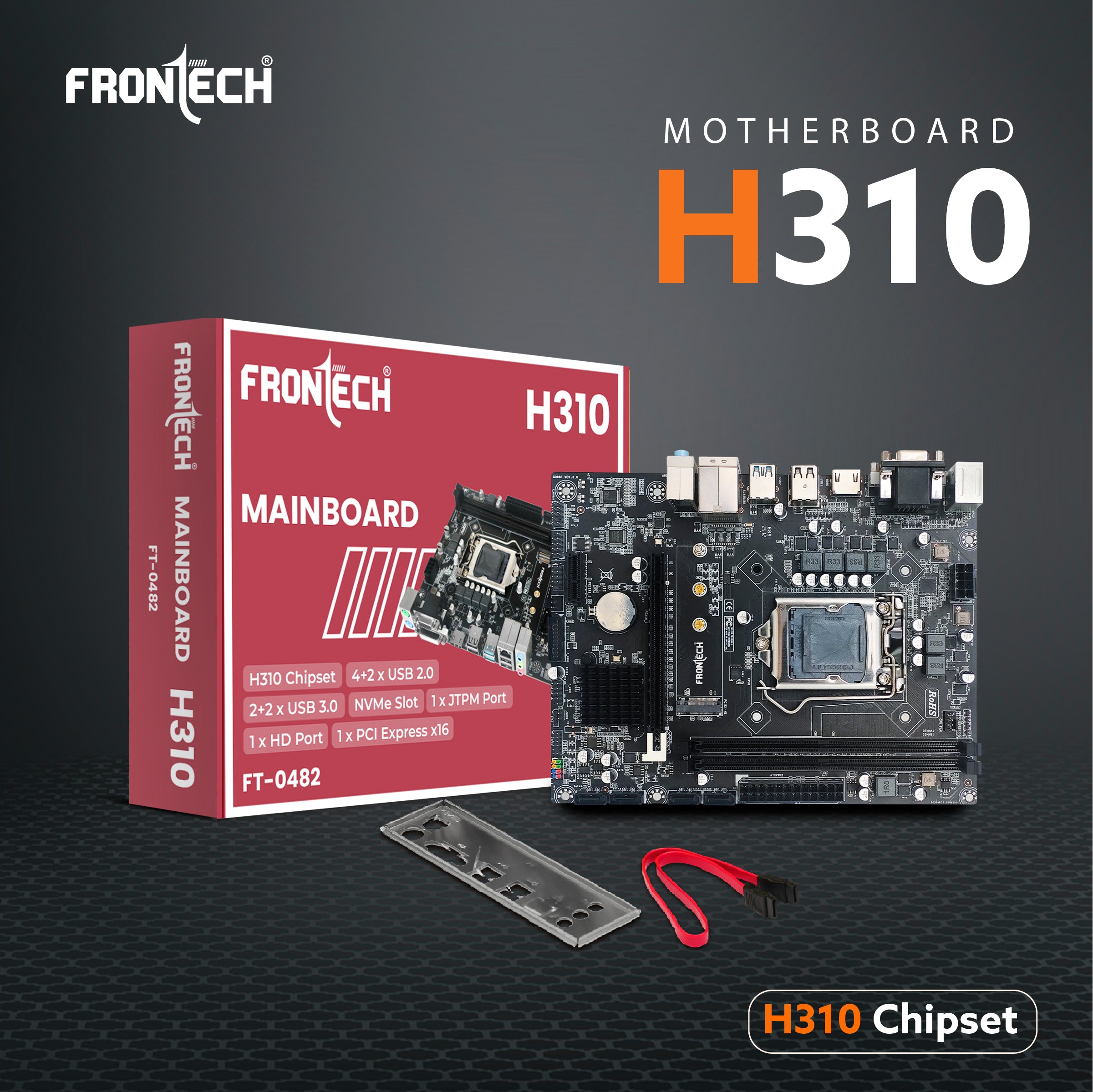 Frontech H310 - Motherboard| LGA 1151 Socket|  2 DIMM Slots DDR4 2666 MHz| Integrated Graphic processor| LAN 100/1000 mbps|3 Years Warranty