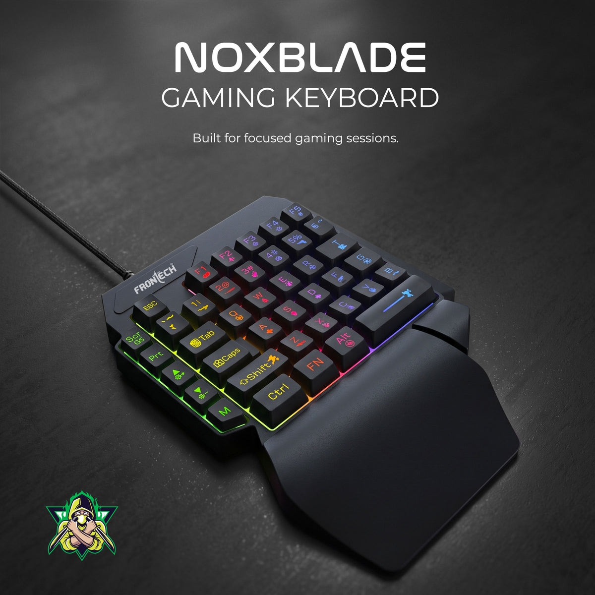Noxblade RGB gaming keyboard with palm rest