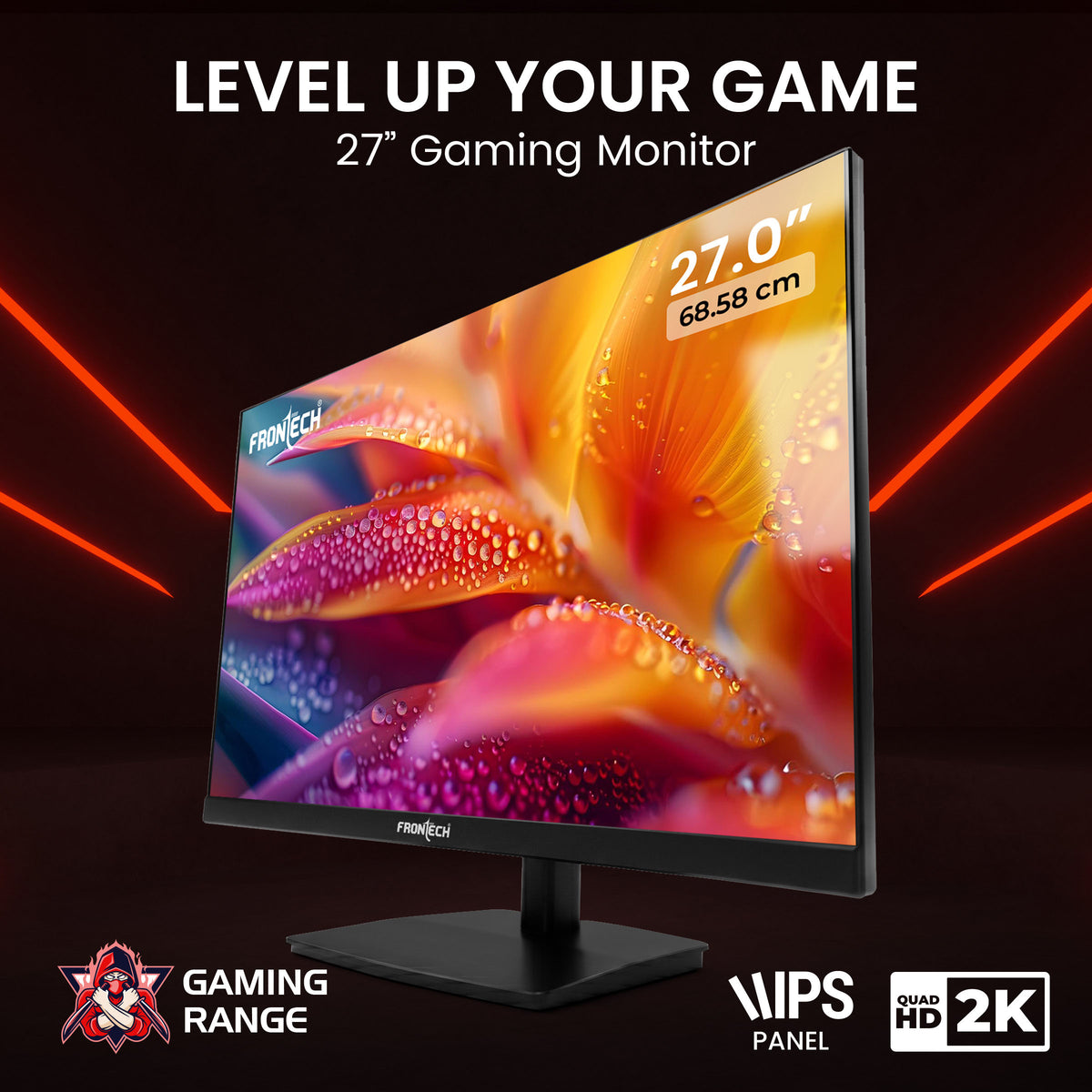 Frontech 27" Gaming Monitor (model MON-0052P) featuring a QHD IPS panel