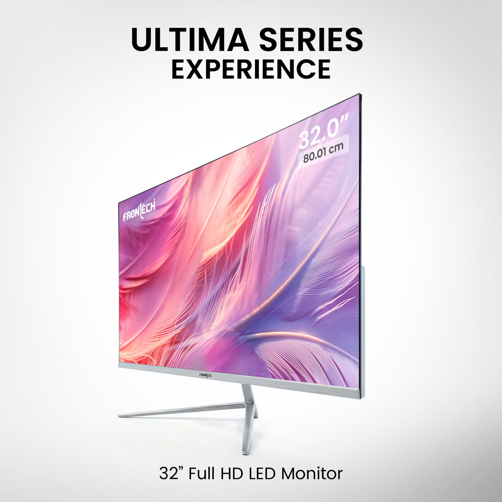 Frontech 32 inch LED Monitor|75Hz|1920 x 1080|Wall Mountable |Frameless |HDMI & VGA|5ms Response Time |Built-in Speaker |Ultima Series| 3 Years Warranty