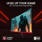 Frontech 32 inch Curved Gaming Monitor | 200Hz | 1920 x 1080 | Frameless | HDMI & DP | 1ms Response Time | Built-in Speakers | 3 Years Warranty