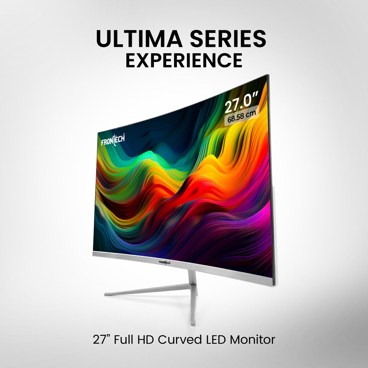 Frontech 27 inch Curved LED Monitor | 120Hz | 1920x1080 | Wall Mountable | Frameless | HDMI & VGA | 5ms Response Time | Built-in Speakers | Ultima Series | 3 Years Warranty