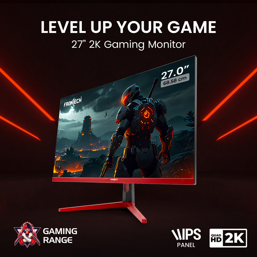 Frontech 27-Inch QHD 2K Gaming Monitor (2560×1440) | 180Hz Refresh Rate | IPS Panel | HDMI & DP Dual Input | RGB Backlight | Eye Care | Wall Mount | 3-Year Warranty (MON-0085P)
