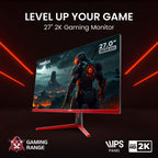 Frontech 27-Inch QHD 2K Gaming Monitor (2560×1440) | 180Hz Refresh Rate | IPS Panel | HDMI & DP Dual Input | RGB Backlight | Eye Care | Wall Mount | 3-Year Warranty (MON-0085P)