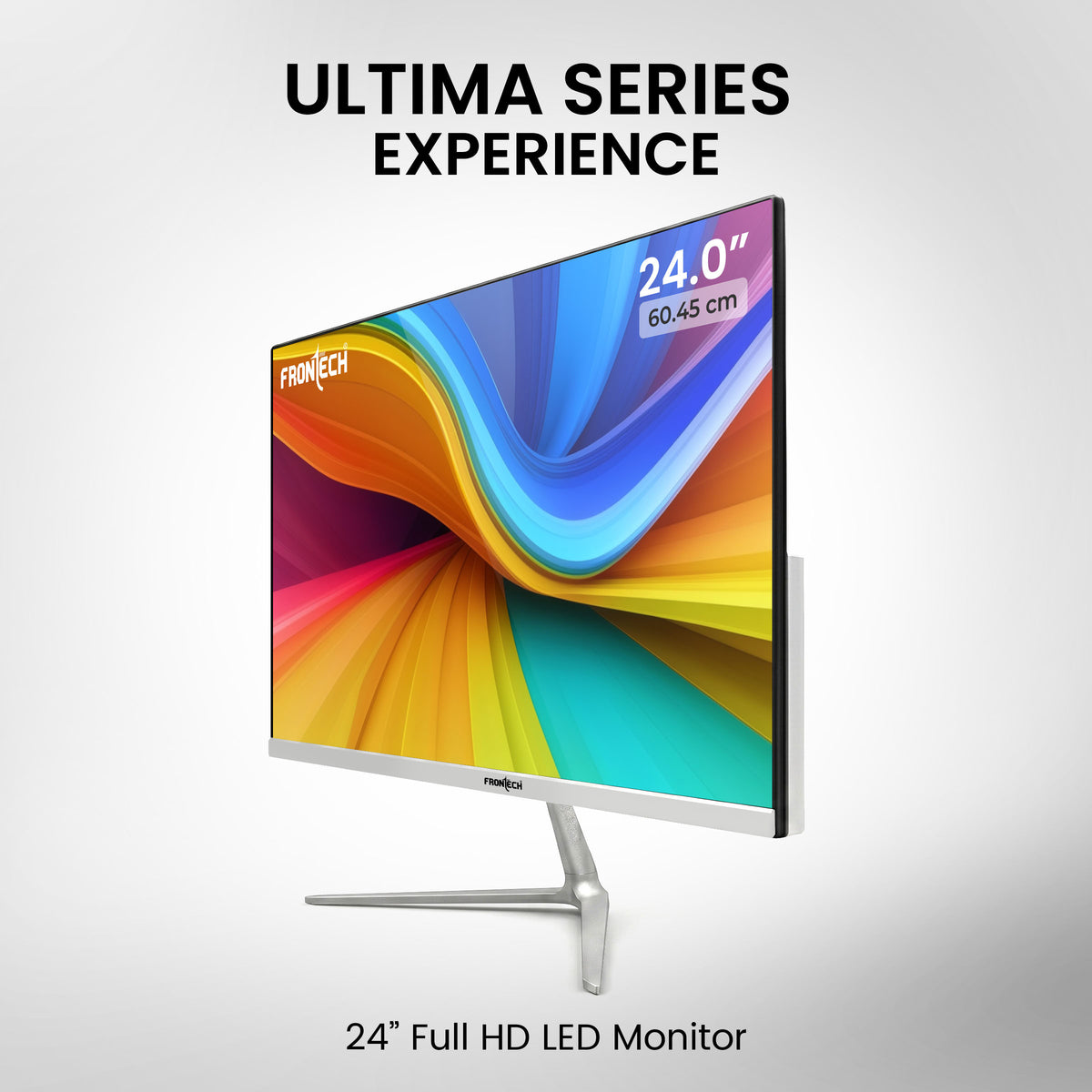 Frontech 24 inch LED Monitor | 100Hz | 1920x1080 | Wall Mountable | Frameless | HDMI & VGA | 12ms Response Time | Built-in Speakers | IPS Panel | Ultima Series | 3 Years Warranty