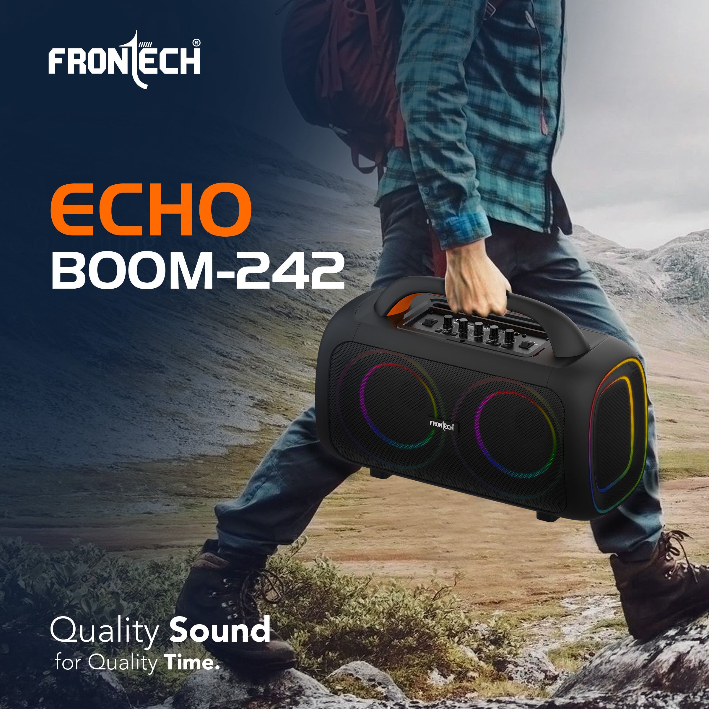 Frontech ECHO BOOM-242 Bluetooth Speaker | 70W | RGB Lighting | BT/FM/USB/TF/MIC | TWS | 1 Year Warranty (SW-0242)