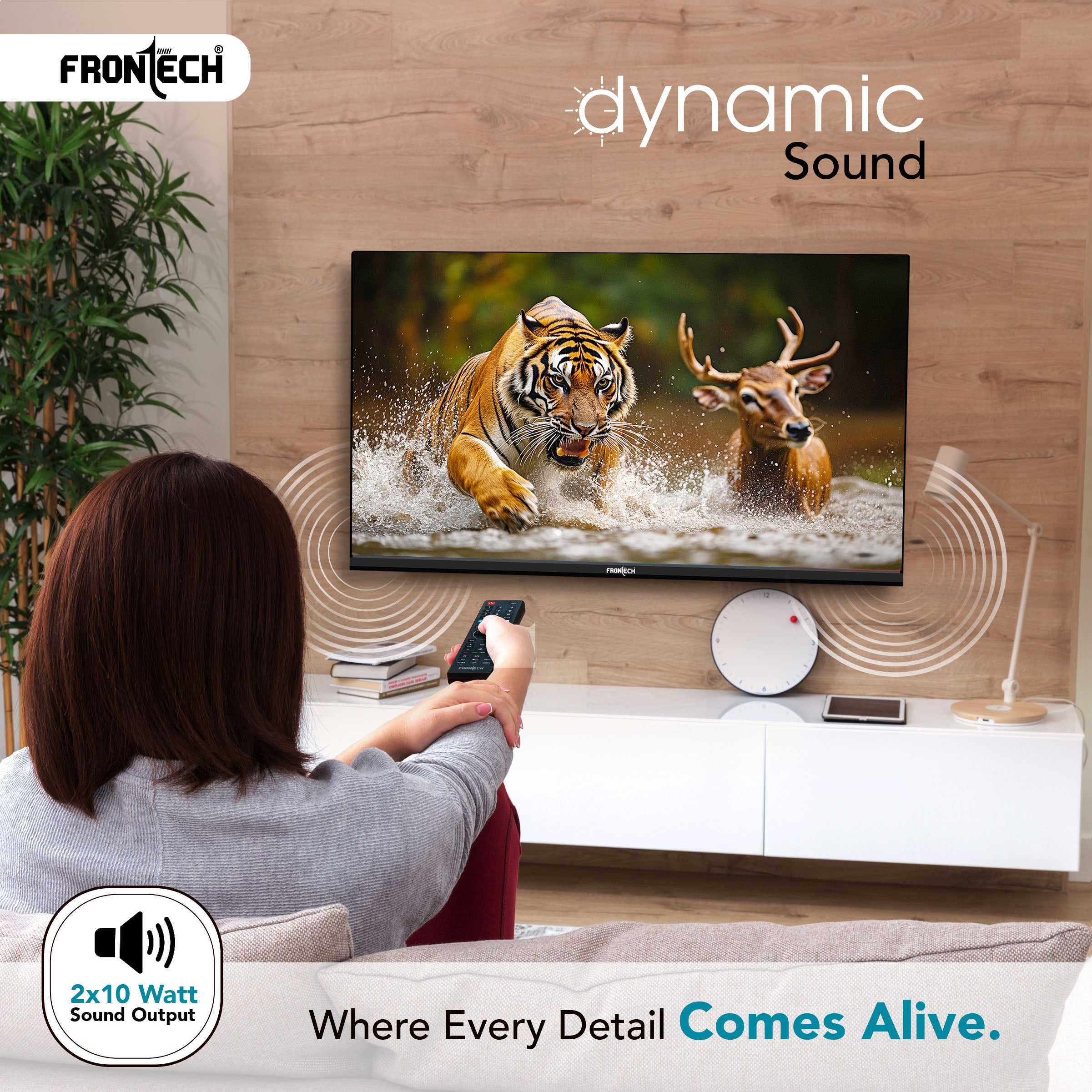 Frontech 32-inch Smart TV: HD, Dynamic Sound, WiFi, Ultra Slim, 512GB/4GB Memory, IR Remote, and Major OTT Access. (No Installation)