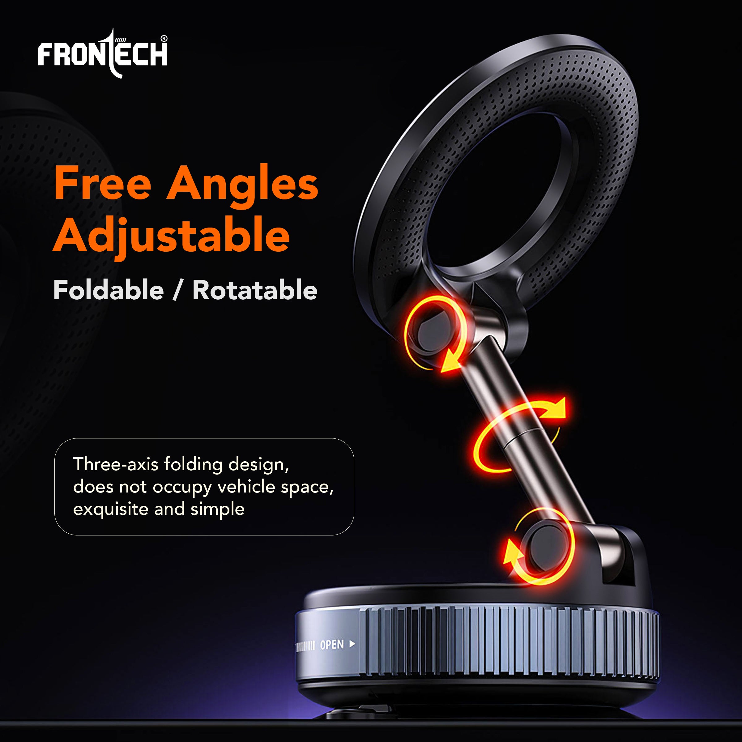 Frontech Magnetic Mobile Holder with Vacuum Suction – 360° Rotatable, Multi-Angle Adjustable, Universal Portable Phone Stand (CCH-0018)