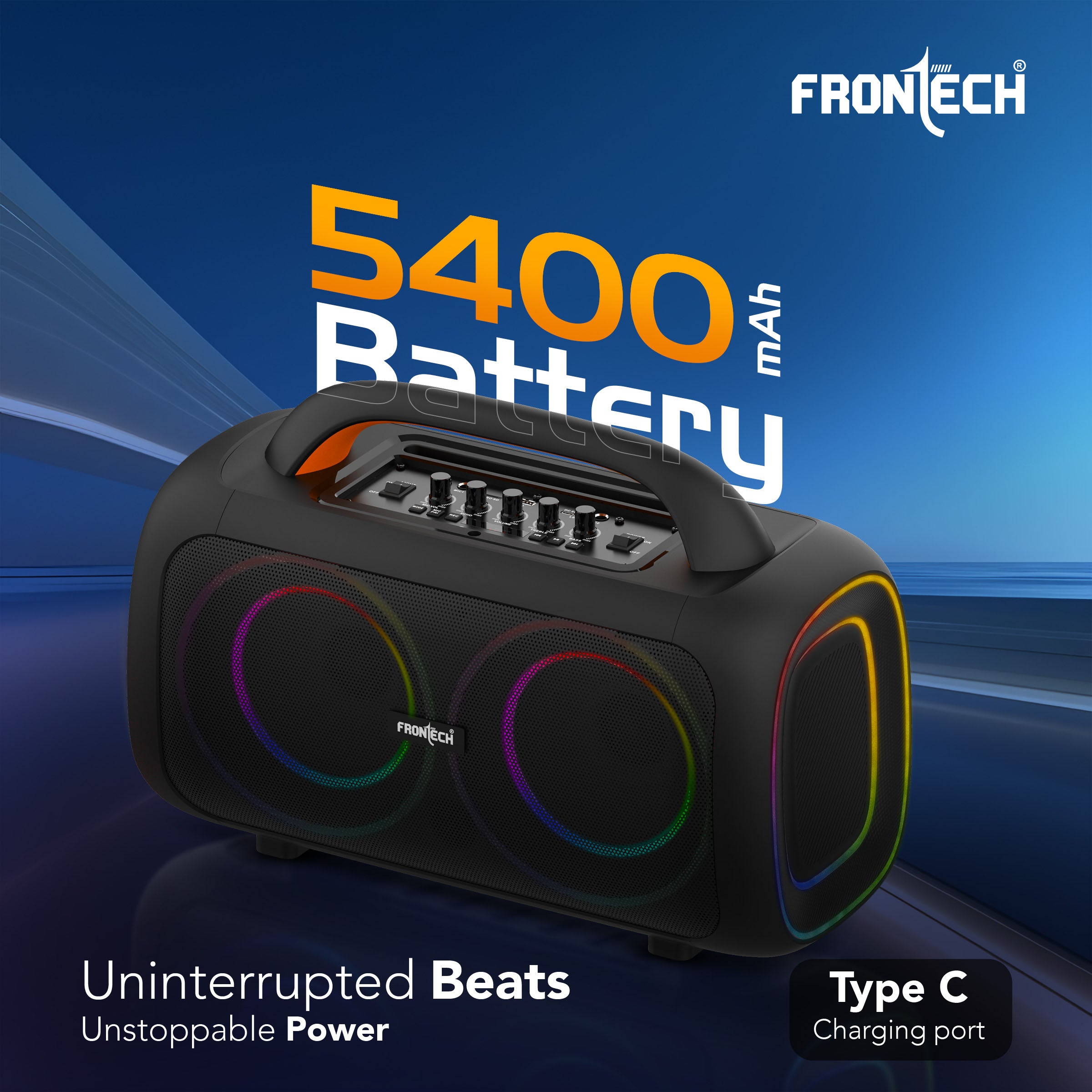 Frontech ECHO BOOM-242 Bluetooth Speaker | 70W | RGB Lighting | BT/FM/USB/TF/MIC | TWS | 1 Year Warranty (SW-0242)