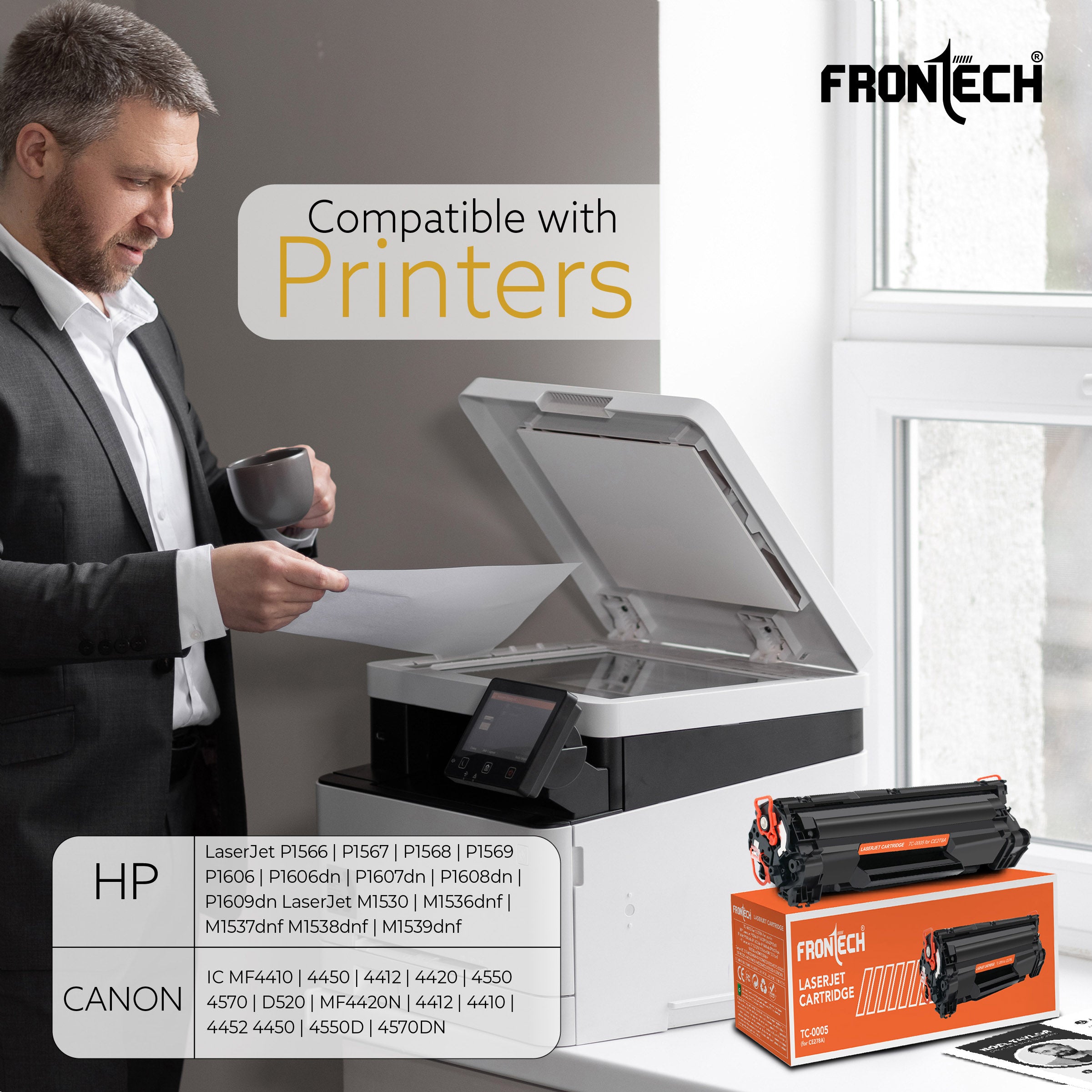 Frontech CE278A Toner Cartridge | Compatible with HP LaserJet P1560-MF4752 Series (TC-0005)
