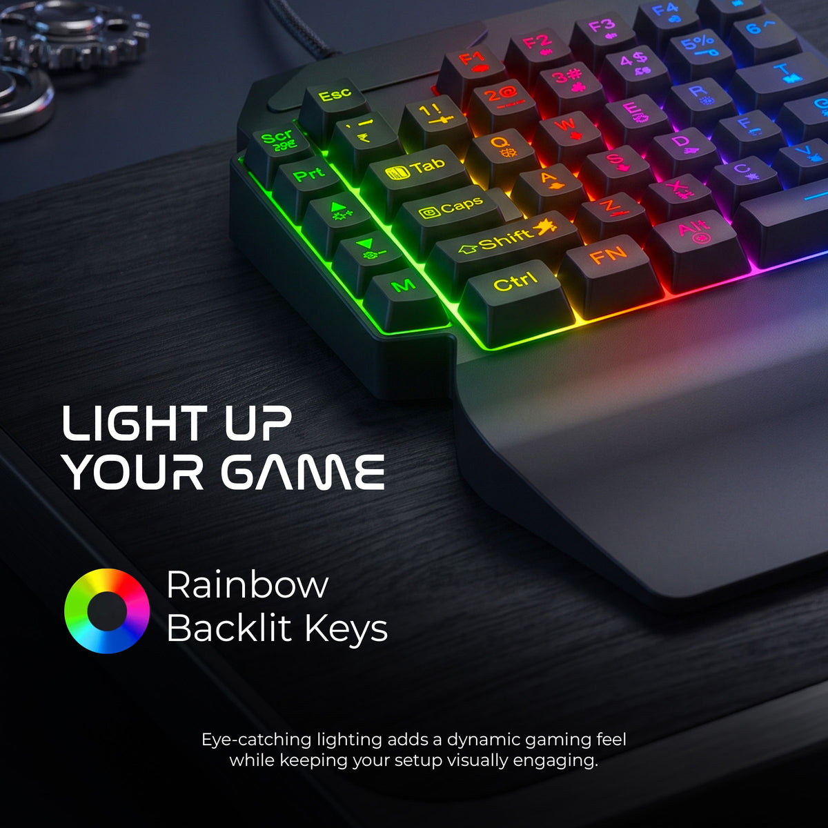 RGB gaming keyboard with rainbow backlit keys