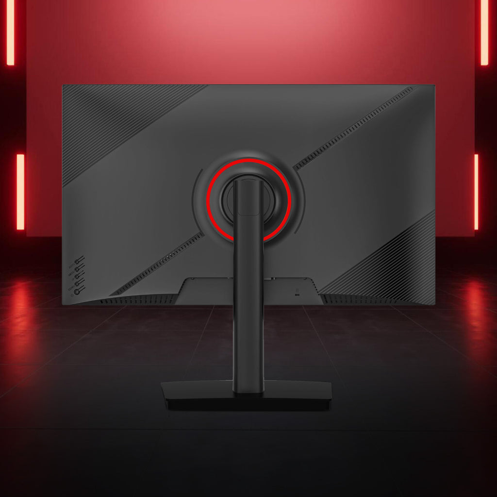 Gaming Monitor featuring a distinctive red circular accent on the back