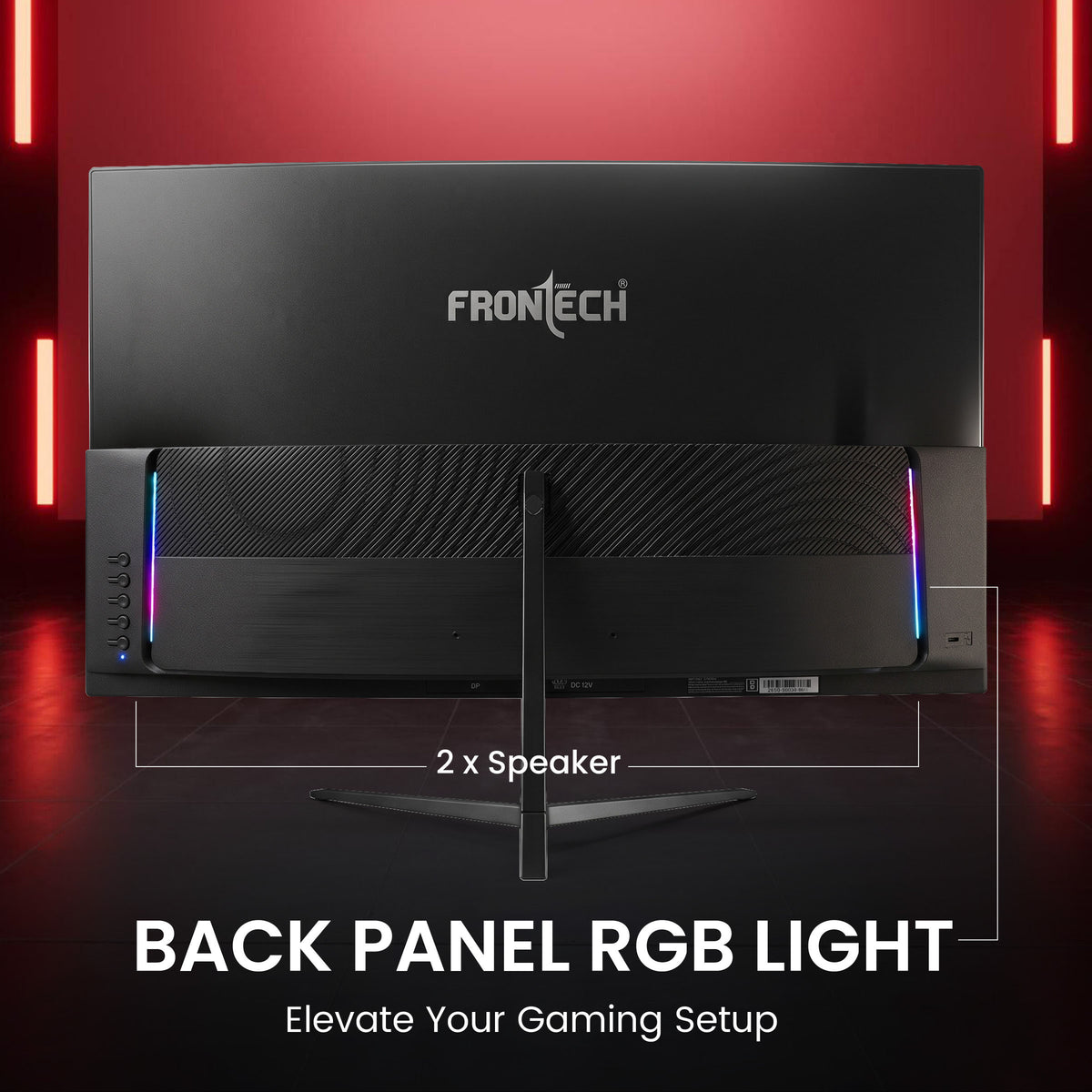 FRONTECH 27 Inch Curved Gaming Monitor, Full HD 1080p, 180Hz Refresh Rate, 1ms Response Time, 99% sRGB, RGB Lighting, Built-in Speakers, HDMI & DisplayPort, FreeSync, 3 Years Warranty (MON-0053G)