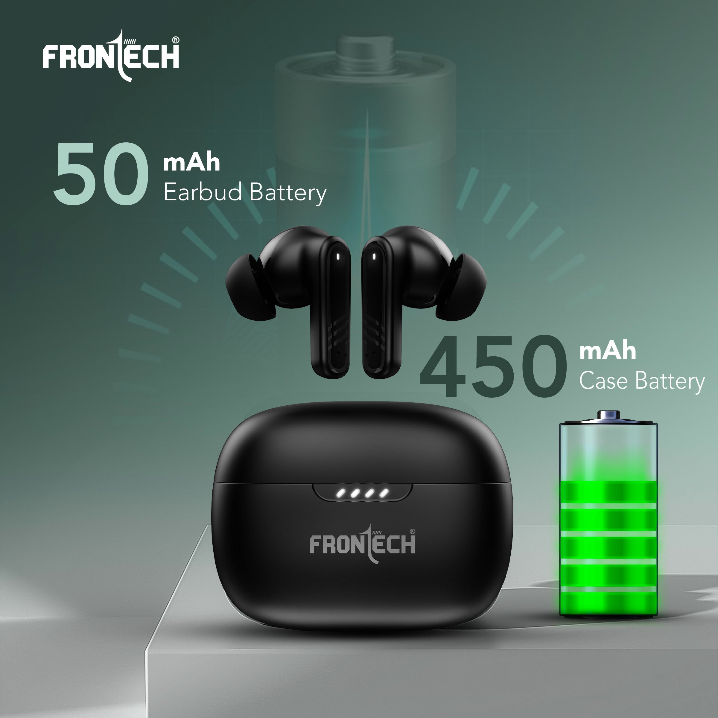 Frontech Sonorix Earphones | TWS | 35 Hrs Playback | Powerful Bass | BT 5.0 | Touch Control | 300 hours standby | Type-C Charging (EF-0101)