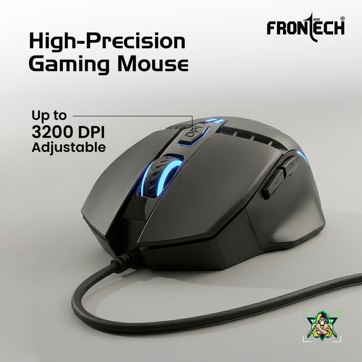 Frontech 4-in-1 Gaming Combo | RGB 35-Key Keyboard + 3200 DPI Mouse + BT 5.4 Converter + Foldable Mobile Holder | Anti-Ghosting | Wired Setup for Android Gaming (KB-0008PC)