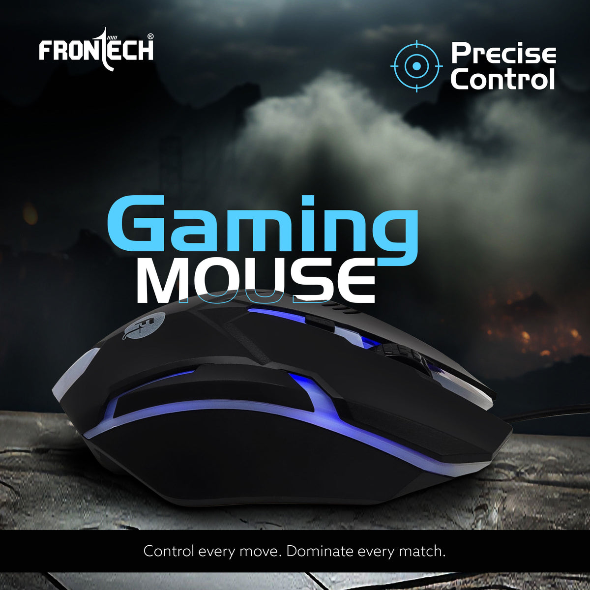 Frontech Cyber Ninja Wired Gaming Keyboard and Mouse Combo | Metal Base Keyboard with RGB Backlit Key | RGB Optical Mouse with 6 Buttons & 2400 DPI | USB Plug & Play | 1 Year Warranty (KB-0039P)