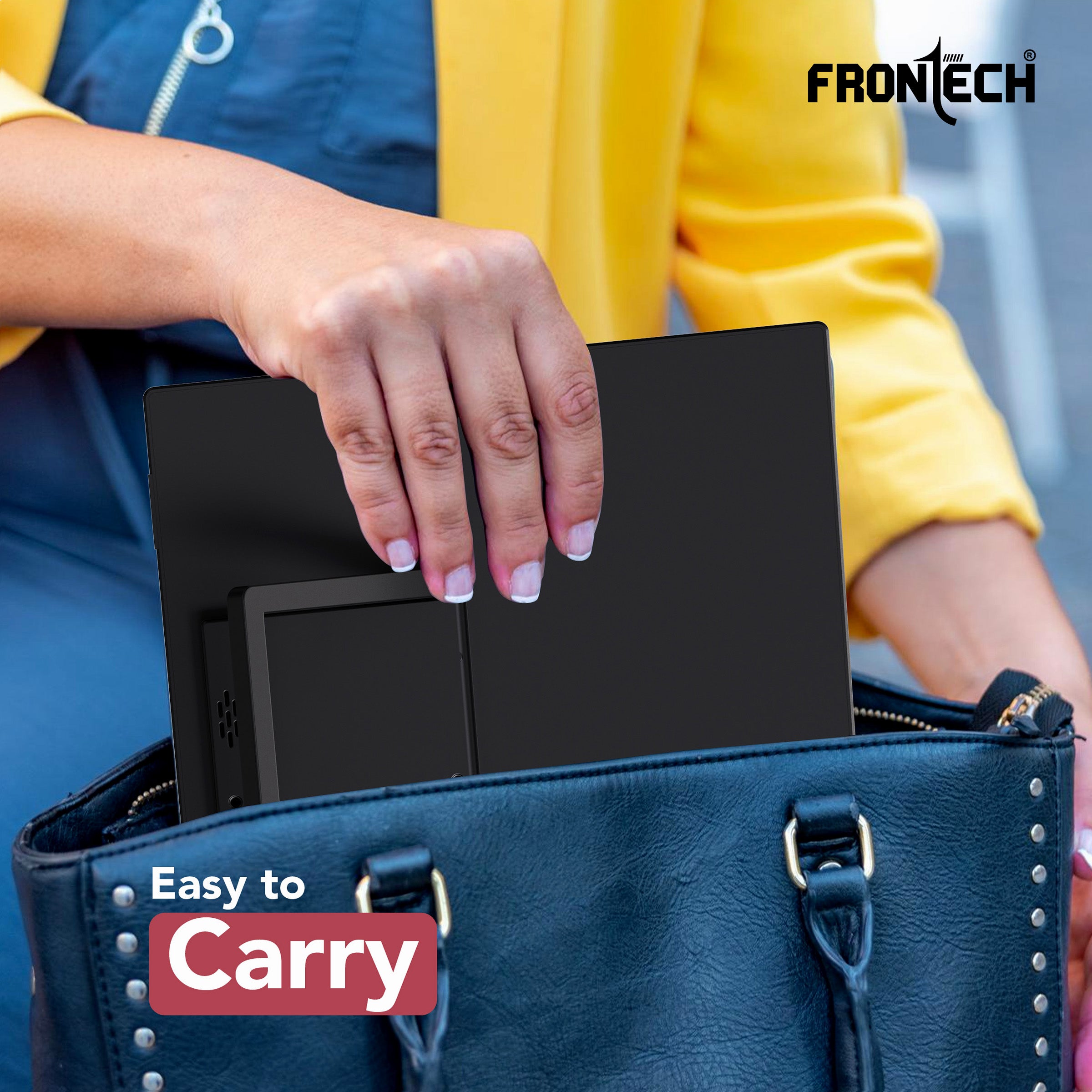 Frontech 15.6 inch Portable LED Monitor|60Hz|1920x1080|Mini HDMI, Type C & Headphone Jack| Built-in Speaker |IPS Panel | 1 Year Warranty