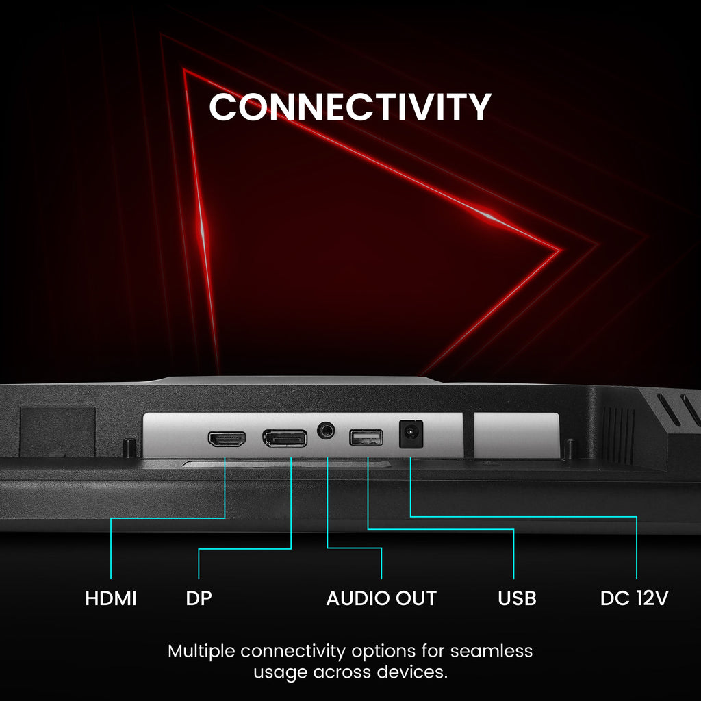 Frontech 27-inch gaming monitor featuring multiple connectivity ports