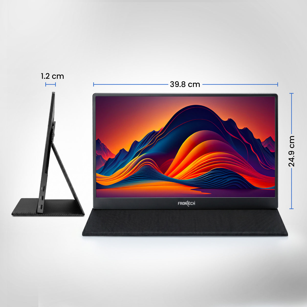 Frontech 17.3" Portable LED Monitor | Full HD 1920×1080 IPS Display | 60Hz Refresh Rate | Mini HDMI & Dual Type-C Ports | Built-in Speaker | Kickstand Cover | External Laptop Monitor (MON-0084)