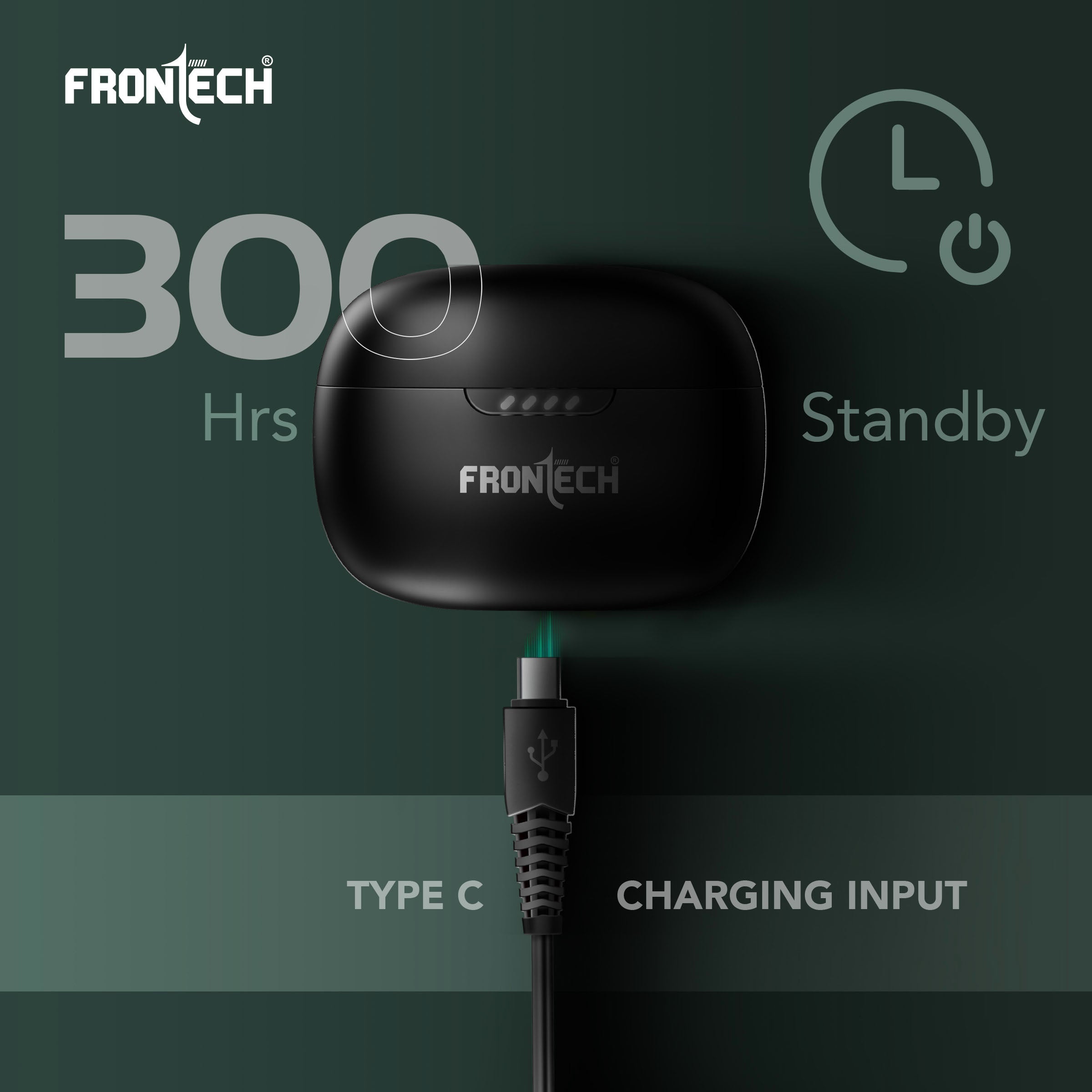 Frontech Sonorix Earphones | TWS | 35 Hrs Playback | Powerful Bass | BT 5.0 | Touch Control | 300 hours standby | Type-C Charging (EF-0101)