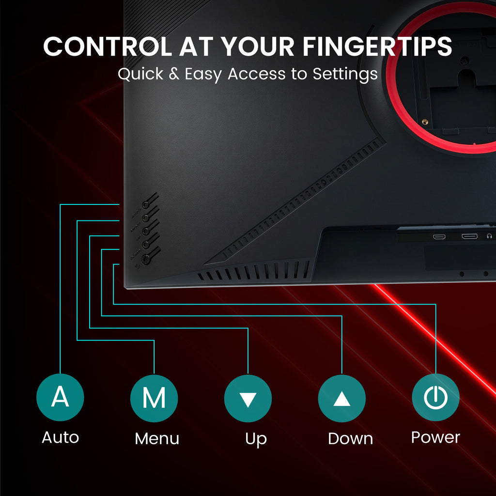 Control buttons of an AOC gaming monitor