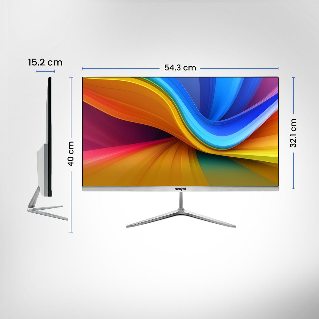 Frontech 24 inch LED Monitor | 100Hz | 1920x1080 | Wall Mountable | Frameless | HDMI & VGA | 12ms Response Time | Built-in Speakers | IPS Panel | Ultima Series | 3 Years Warranty