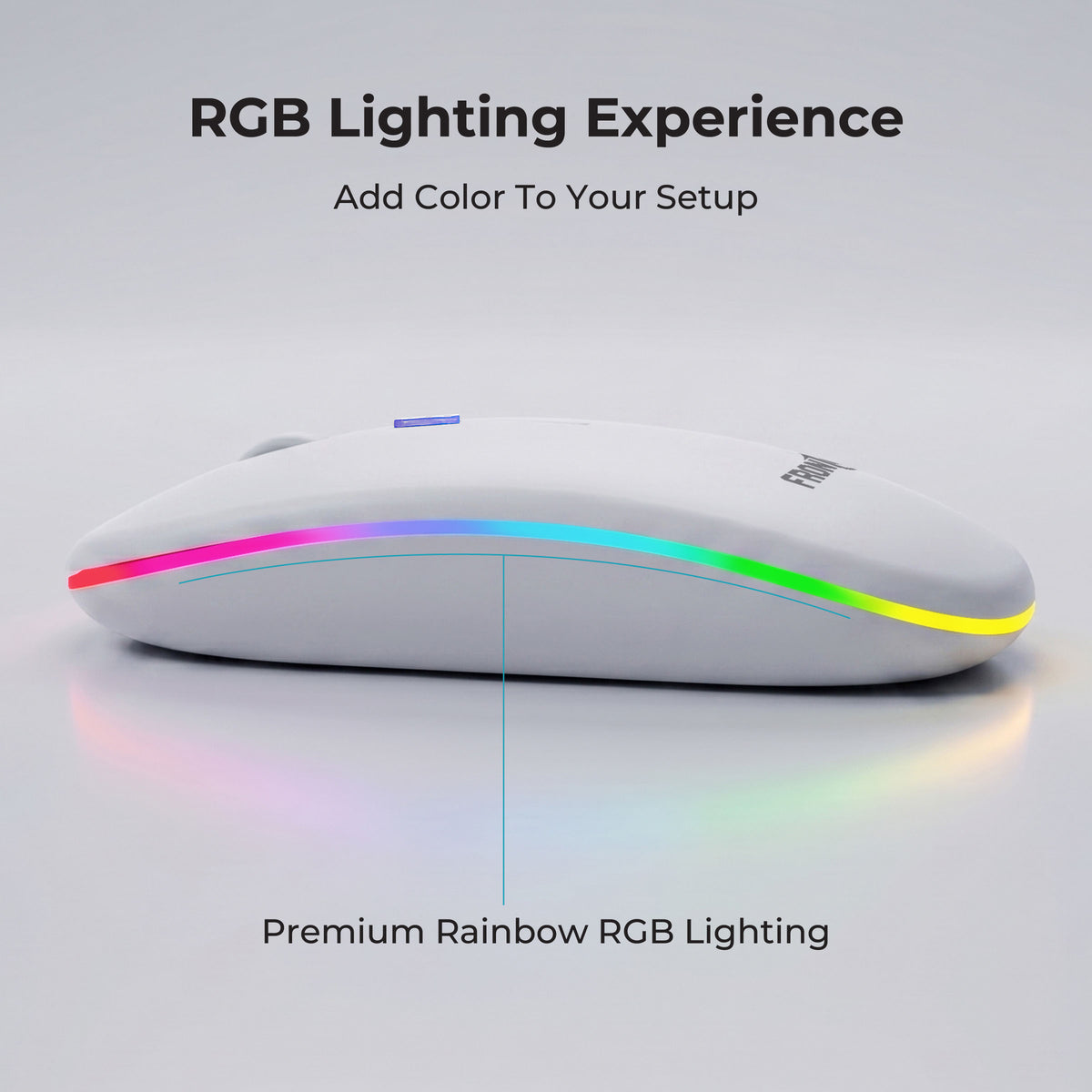Rechargeable wireless mouse featuring rainbow RGB lighting
