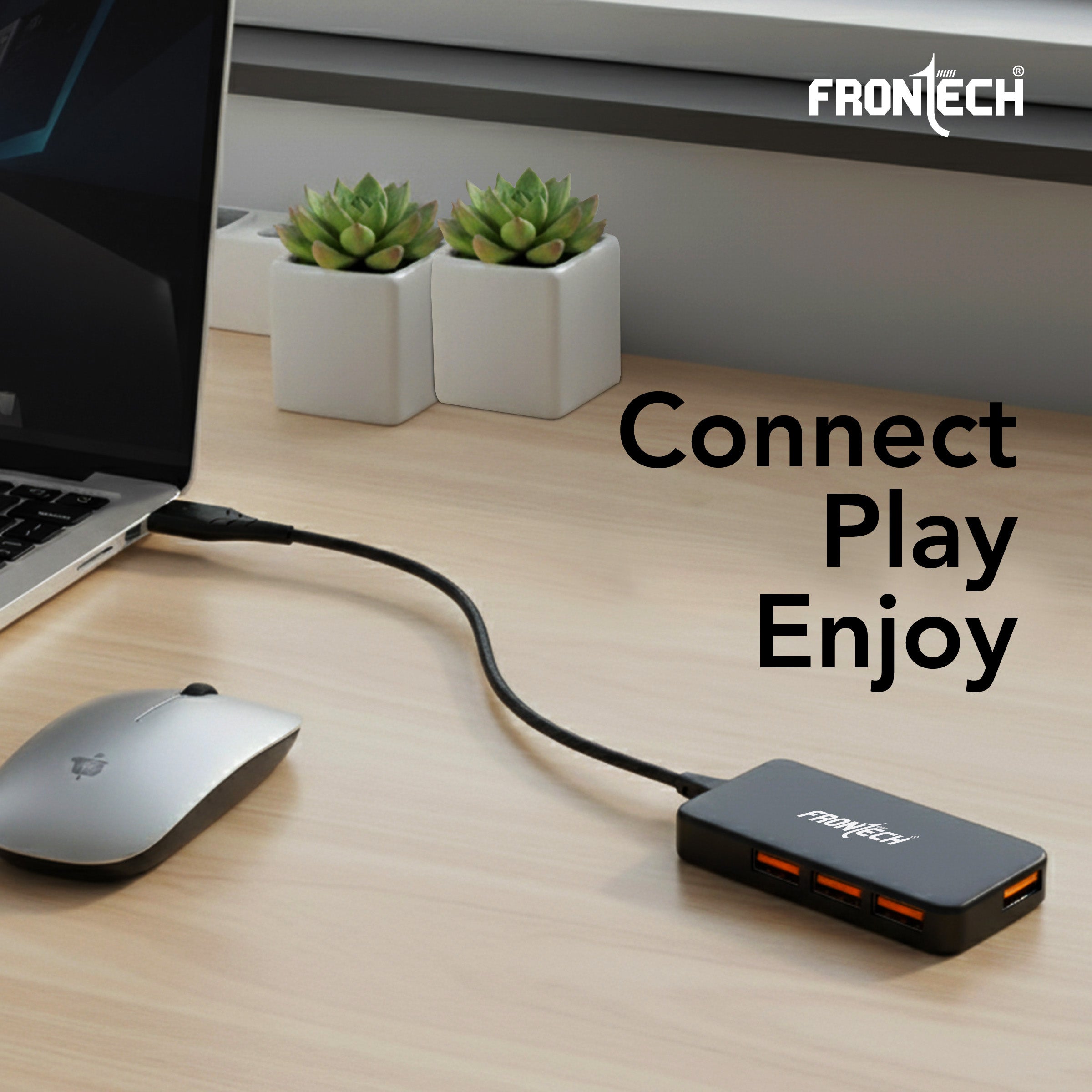 Frontech 4-in-1 USB 2.0 Hub - 4 Port, 480Mbps Super Fast Transmission, 1.5m Cable (NC-0062)