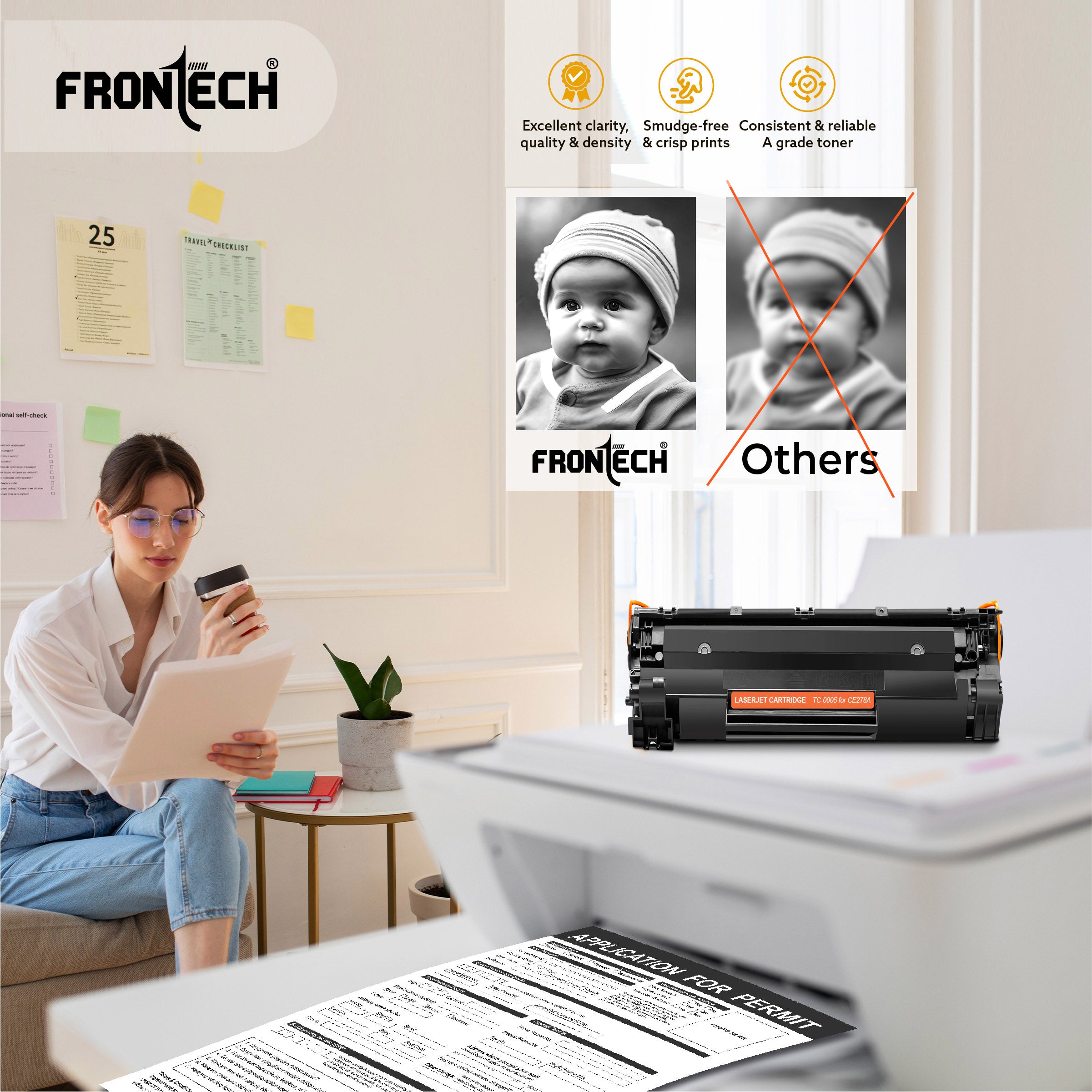 Frontech CE278A Toner Cartridge | Compatible with HP LaserJet P1560-MF4752 Series (TC-0005)