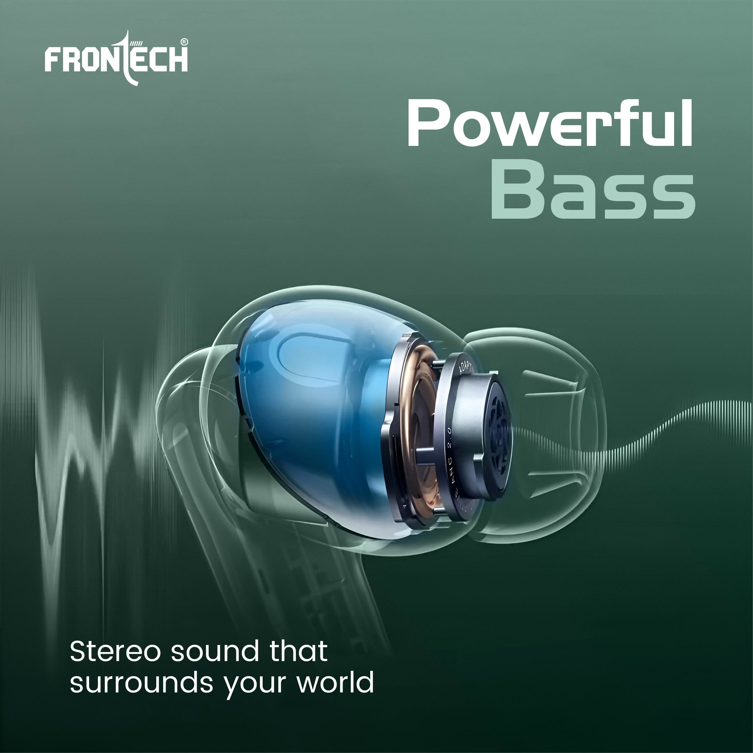 Frontech Sonorix Earphones | TWS | 35 Hrs Playback | Powerful Bass | BT 5.0 | Touch Control | 300 hours standby | Type-C Charging (EF-0101)