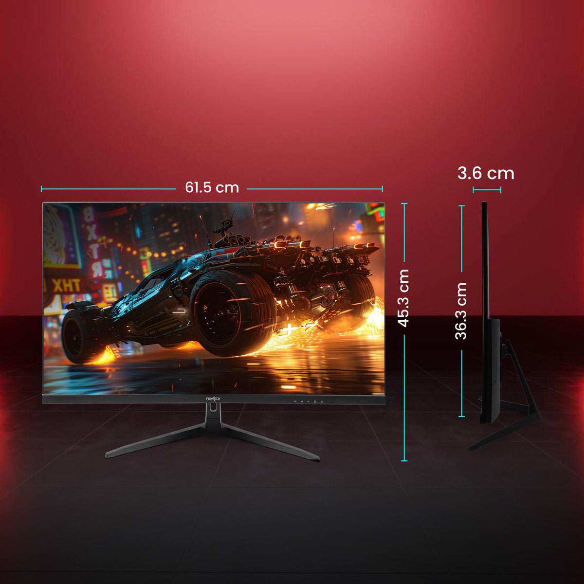 FRONTECH 27 Inch FHD Gaming Monitor, 1920 x 1080 IPS Panel, 120Hz Refresh Rate, 1ms Response Time, 99% sRGB, HDMI, USB Type-C 65W Charging, Built-in Speakers, FreeSync, 3 Years Warranty (MON-0052PD)