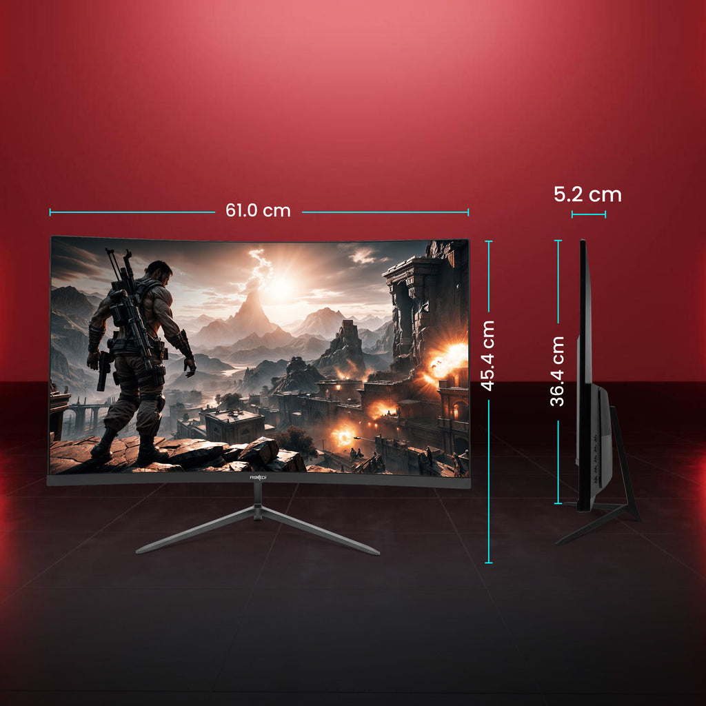 FRONTECH 27 Inch Curved Gaming Monitor, Full HD 1080p, 180Hz Refresh Rate, 1ms Response Time, 99% sRGB, RGB Lighting, Built-in Speakers, HDMI & DisplayPort, FreeSync, 3 Years Warranty (MON-0053G)