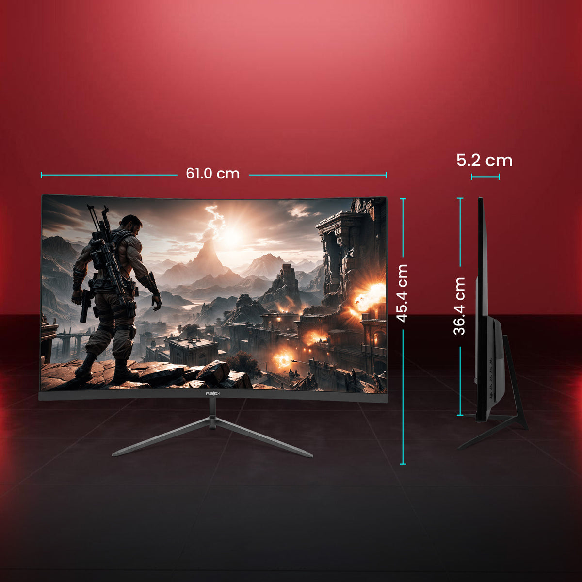 FRONTECH 27 Inch Curved Gaming Monitor, Full HD 1080p, 180Hz Refresh Rate, 1ms Response Time, 99% sRGB, RGB Lighting, Built-in Speakers, HDMI & DisplayPort, FreeSync, 3 Years Warranty (MON-0053G)
