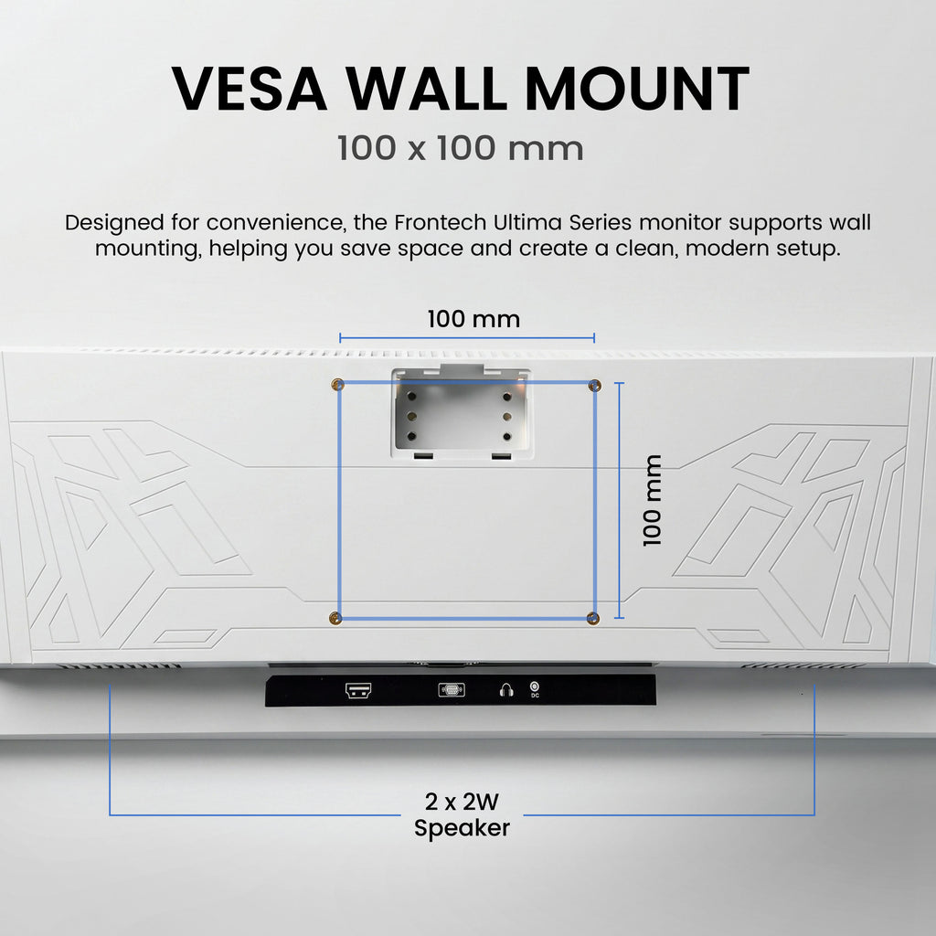 Frontech 27 inch LED Monitor | 120Hz | 1920x1080 | Wall Mountable | HDMI & VGA | 5ms Response Time | Built-in Speakers | Ultima Series | 3 Years Warranty