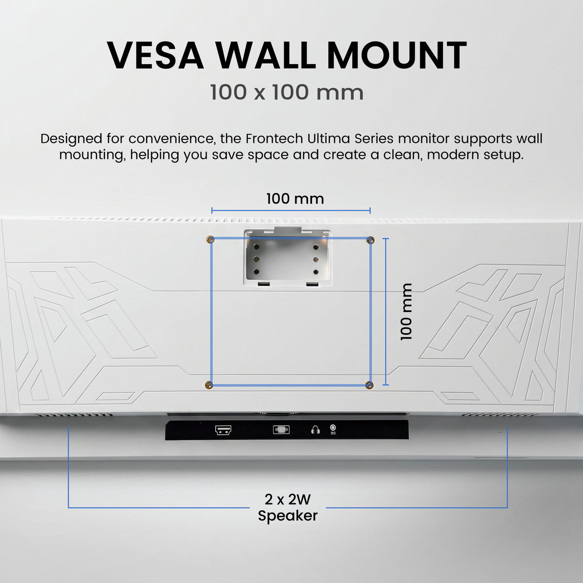 Frontech 27 inch LED Monitor | 120Hz | 1920x1080 | Wall Mountable | HDMI & VGA | 5ms Response Time | Built-in Speakers | Ultima Series | 3 Years Warranty