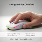Frontech white wireless mouse with RGB lighting