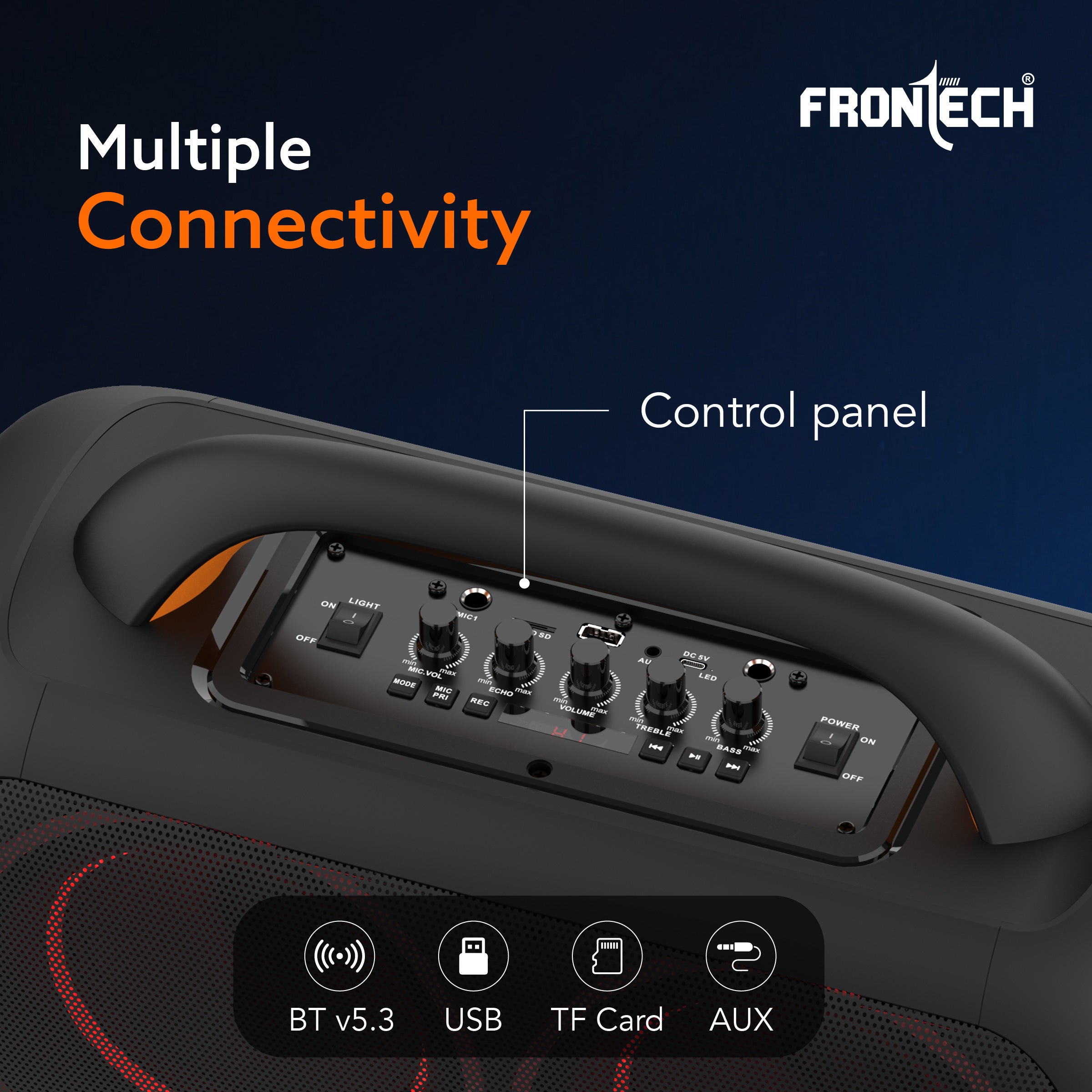 Frontech ECHO BOOM-242 Bluetooth Speaker | 70W | RGB Lighting | BT/FM/USB/TF/MIC | TWS | 1 Year Warranty (SW-0242)