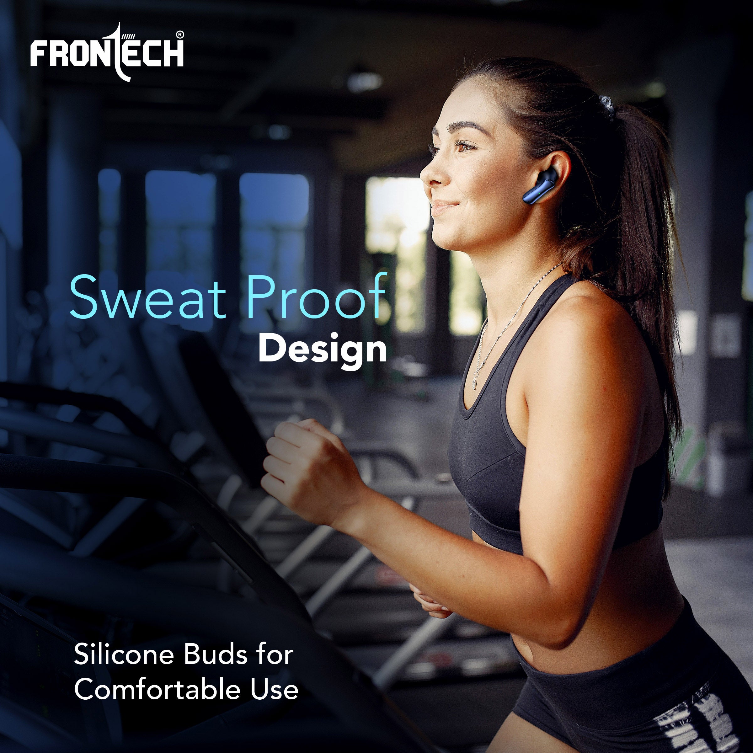 Frontech NEOBUD True Wireless Earbuds | Bluetooth 5.3 | 35H Playback | Type-C Fast Charging | Touch Control | Sweat-Proof Design (EF-0075BLU)