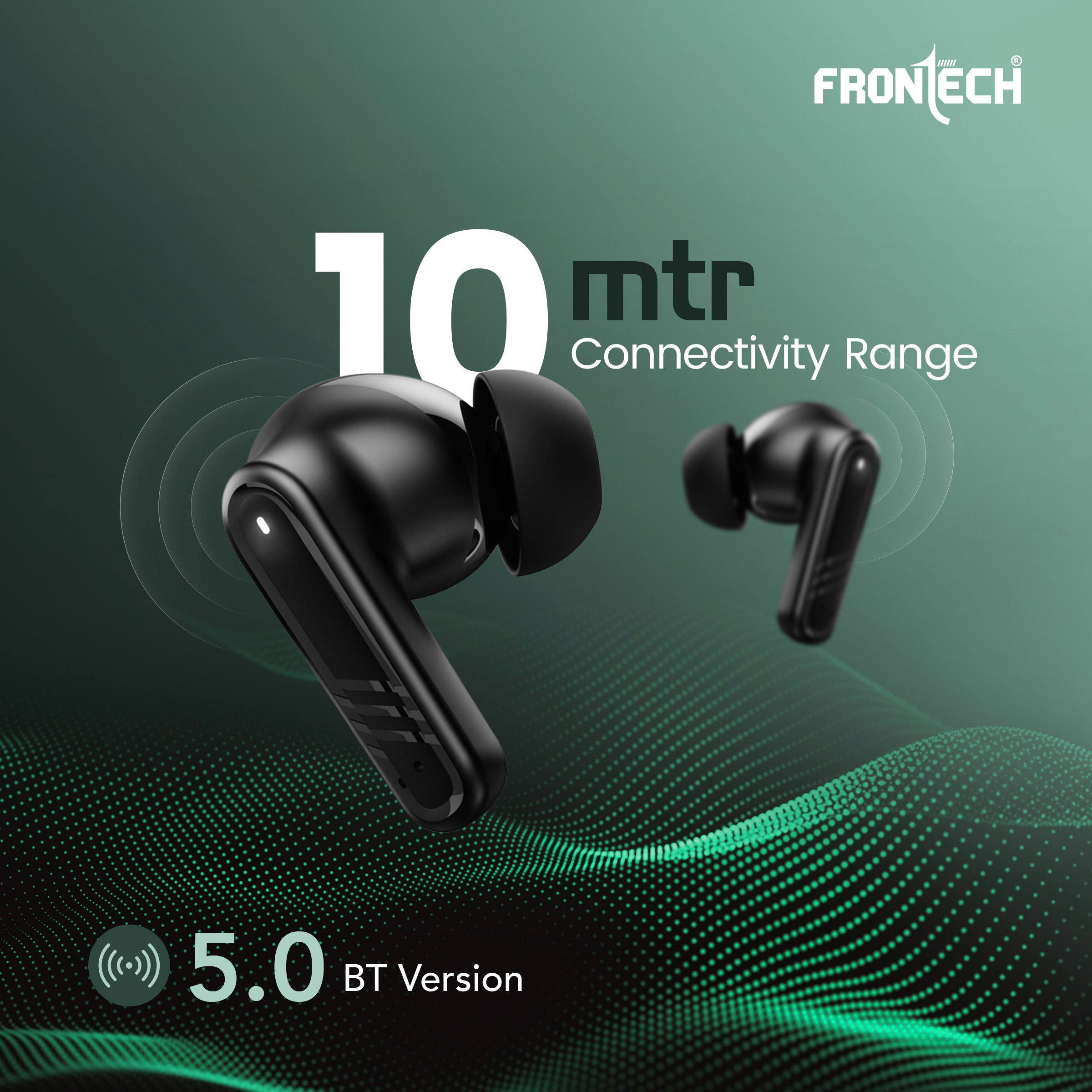 Frontech Sonorix Earphones | TWS | 35 Hrs Playback | Powerful Bass | BT 5.0 | Touch Control | 300 hours standby | Type-C Charging (EF-0101)