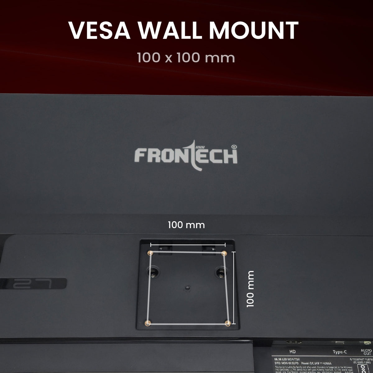 FRONTECH 27 Inch FHD Gaming Monitor, 1920 x 1080 IPS Panel, 120Hz Refresh Rate, 1ms Response Time, 99% sRGB, HDMI, USB Type-C 65W Charging, Built-in Speakers, FreeSync, 3 Years Warranty (MON-0052PD)