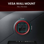 Gaming monitor featuring a 75x75mm VESA wall mount