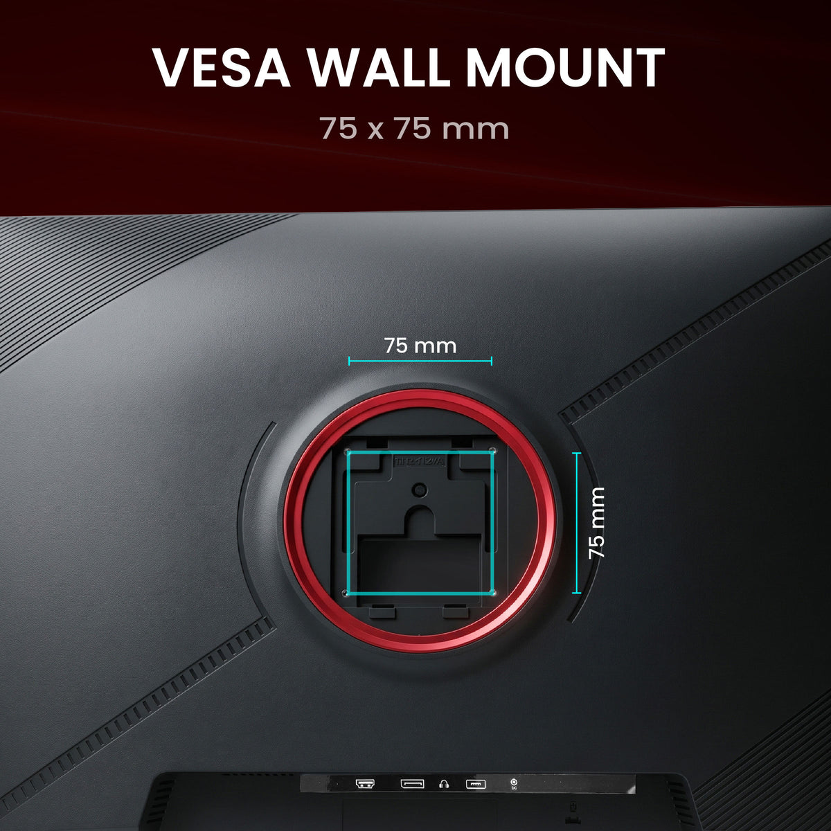 Gaming monitor featuring a 75x75mm VESA wall mount