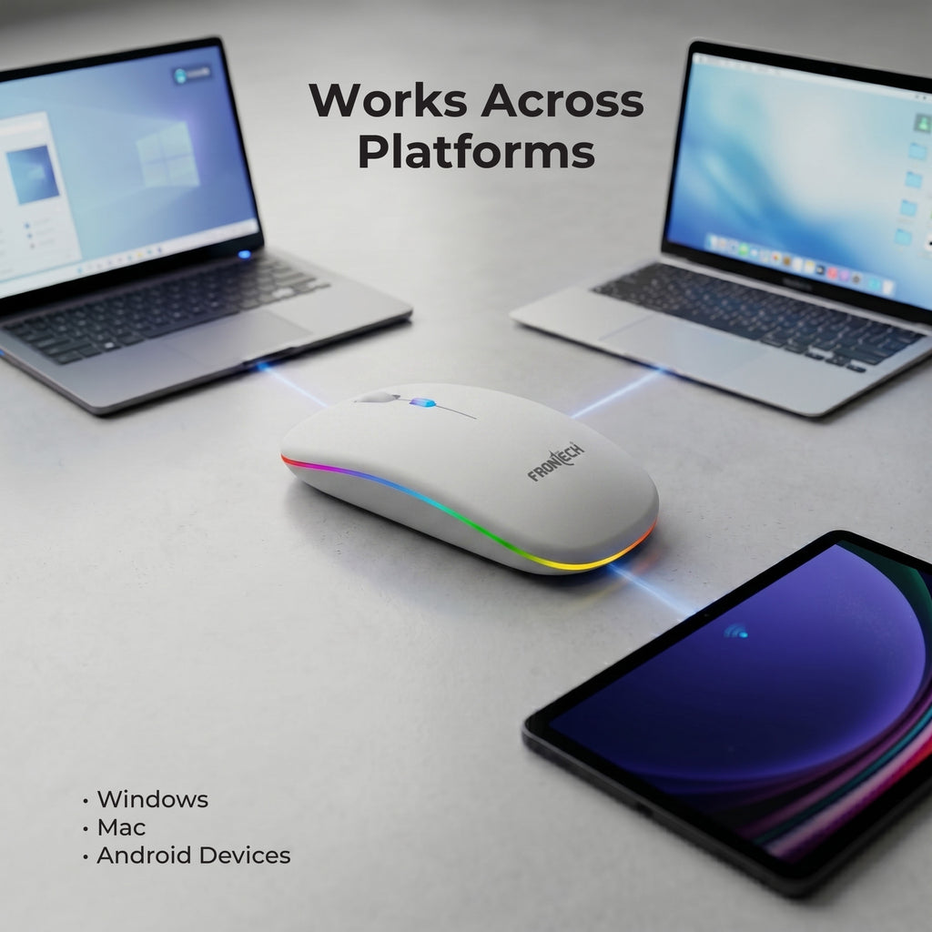 Frontech RGB Wireless Mouse designed for Windows, Mac, & Android devices