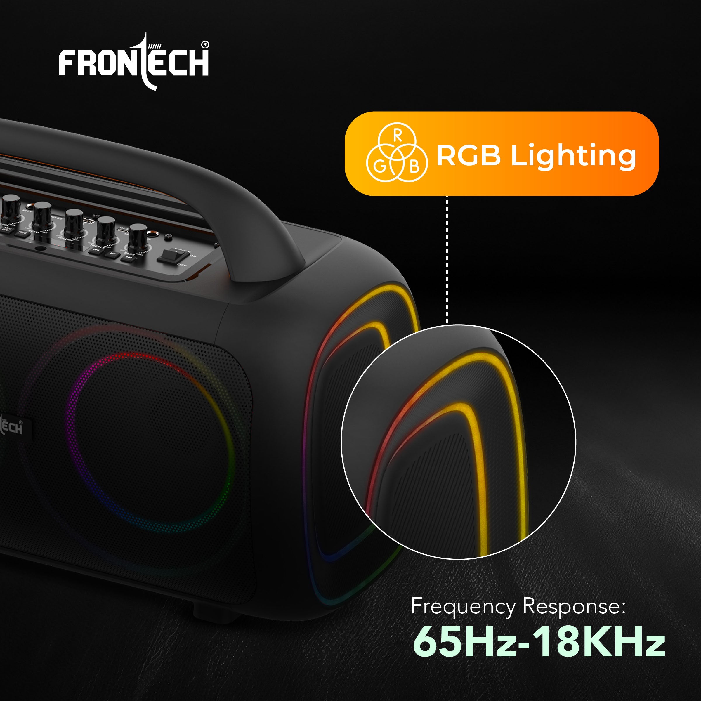 Frontech ECHO BOOM-242 Bluetooth Speaker | 70W | RGB Lighting | BT/FM/USB/TF/MIC | TWS | 1 Year Warranty (SW-0242)