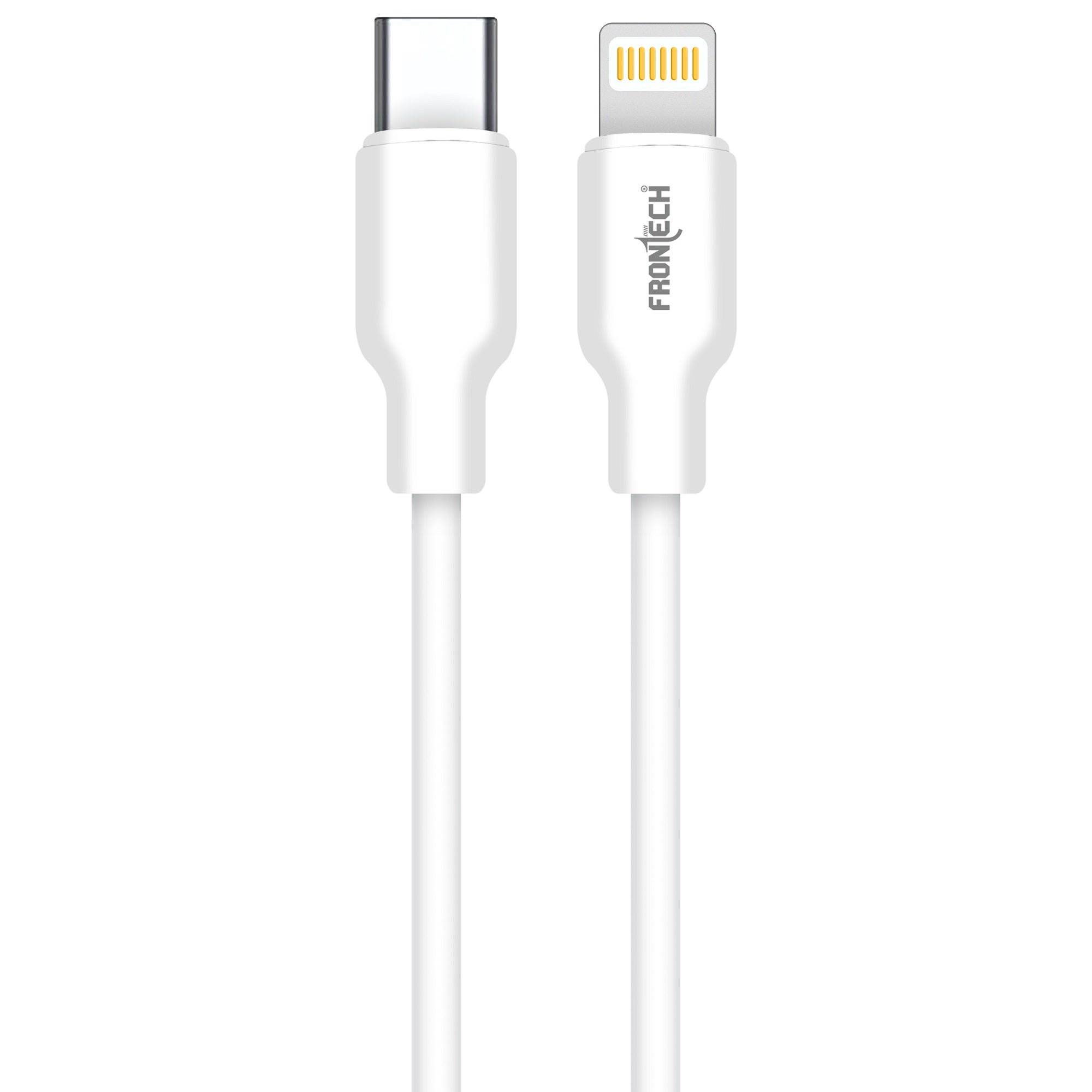 FRONTECH 27W /5.4A Fast Charging 1M Braided Type-C to 8 Pin Data Cable, Charging and Data Sync Function for iPhone, iPad (1025 - White)