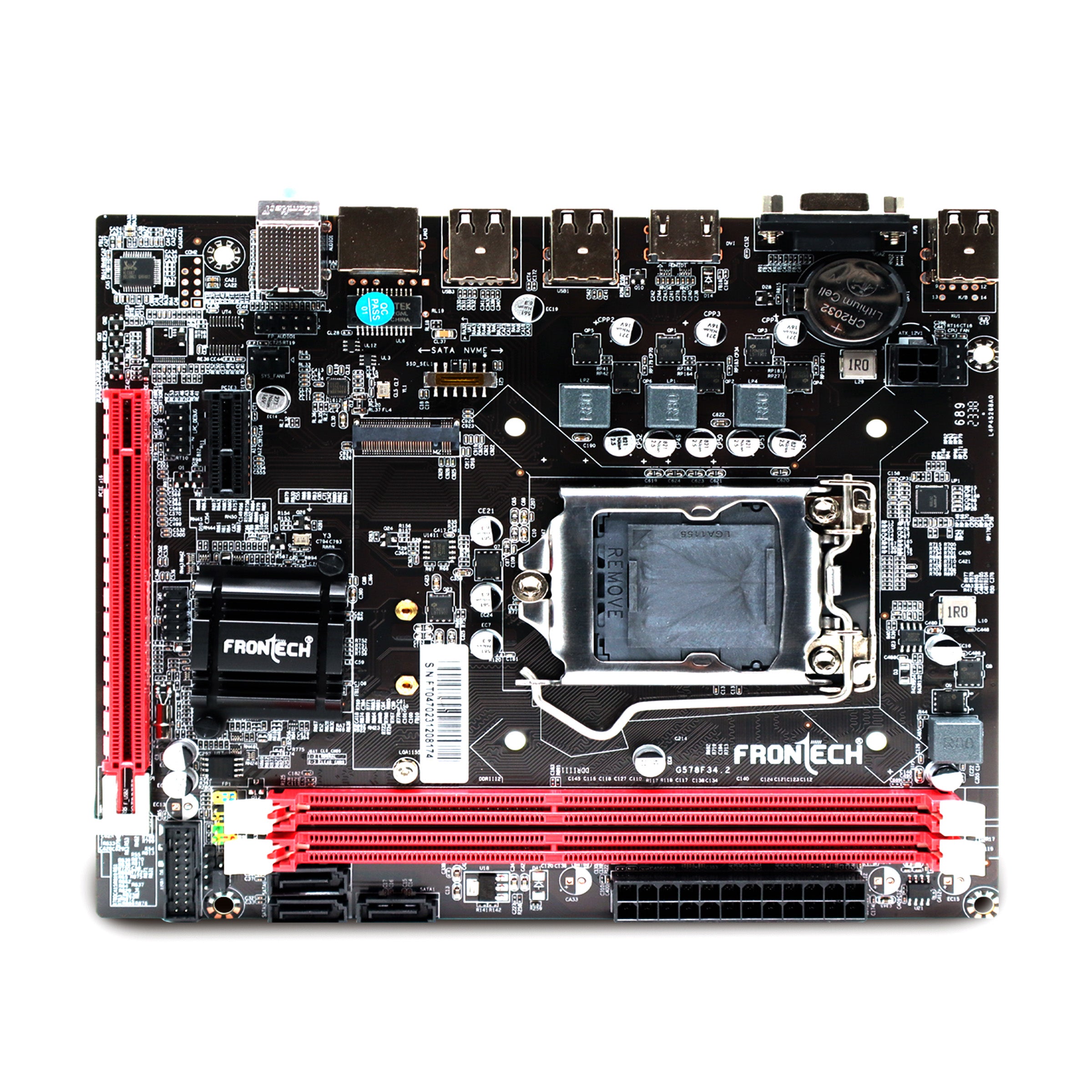 H61 Motherboard | LGA1155, 2xDDR3, Supports Pentium/i3/i5/i7, 6+4 USB, 3xSATA, NVMe/M.2, HDMI, VGA, PCIe x16 (FT-0470)